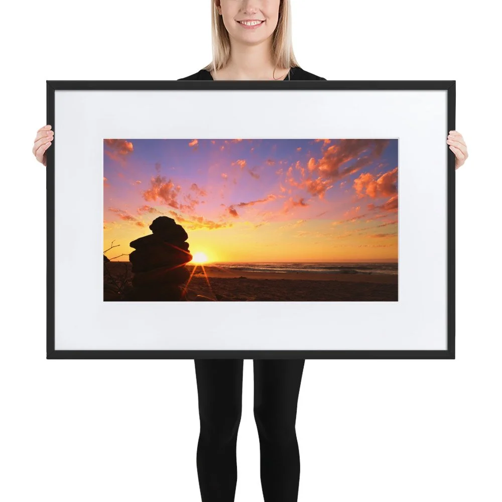 A striking photograph of a colourful sunrise at Red Bluff Beach, Victoria, Australia - perfect wall art for home or office decor.