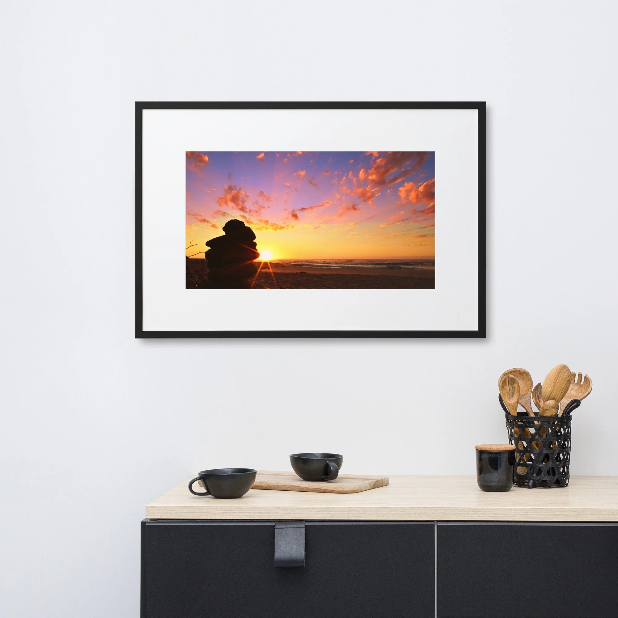 A striking photograph of a colourful sunrise at Red Bluff Beach, Victoria, Australia - perfect wall art for home or office decor.