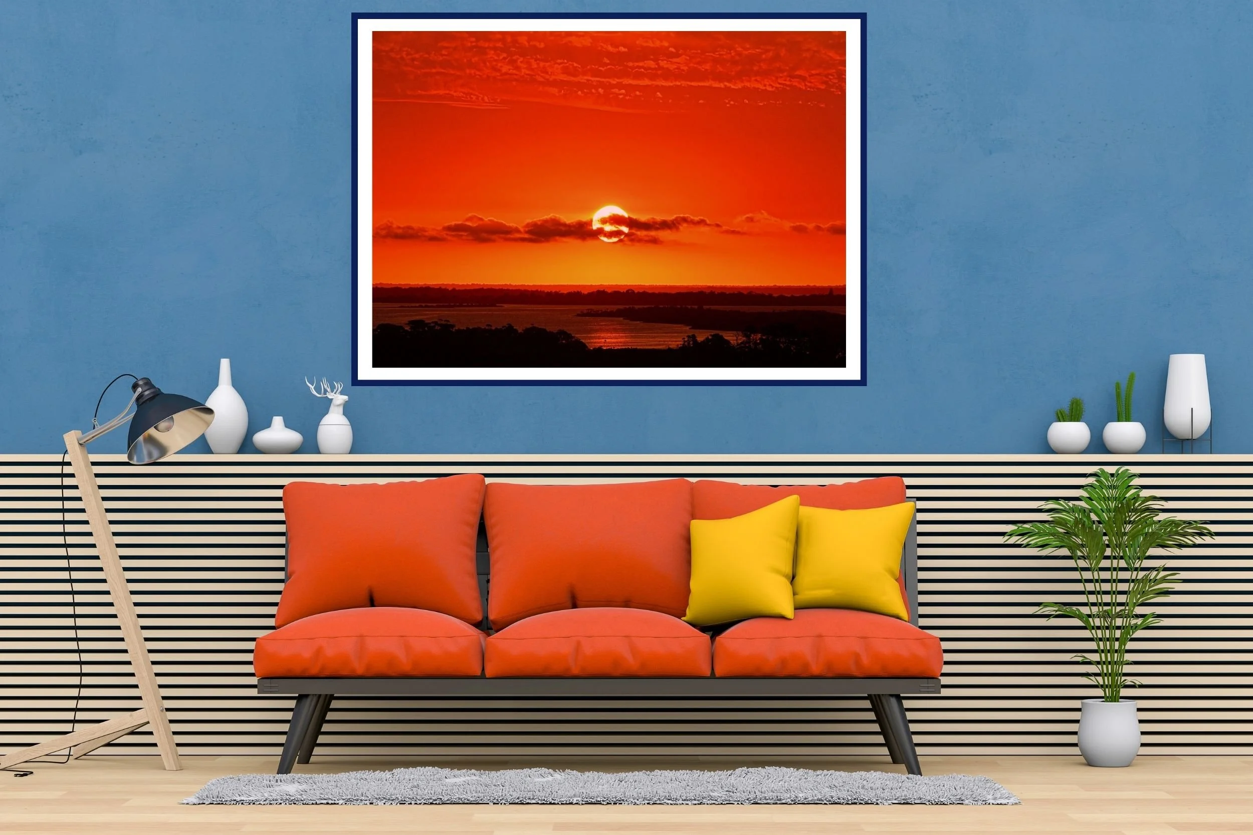 A breathtaking sunset scene at Lakes Entrance with rolling dunes, glowing ocean mist, and intense sunset light. at Lakes Entrance, Victoria Australia