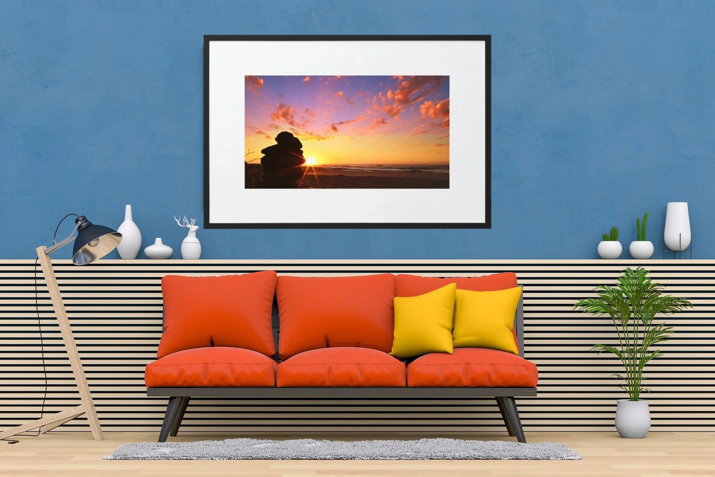 A striking photograph of a colourful sunrise at Red Bluff Beach, Victoria, Australia - perfect wall art for home or office decor.