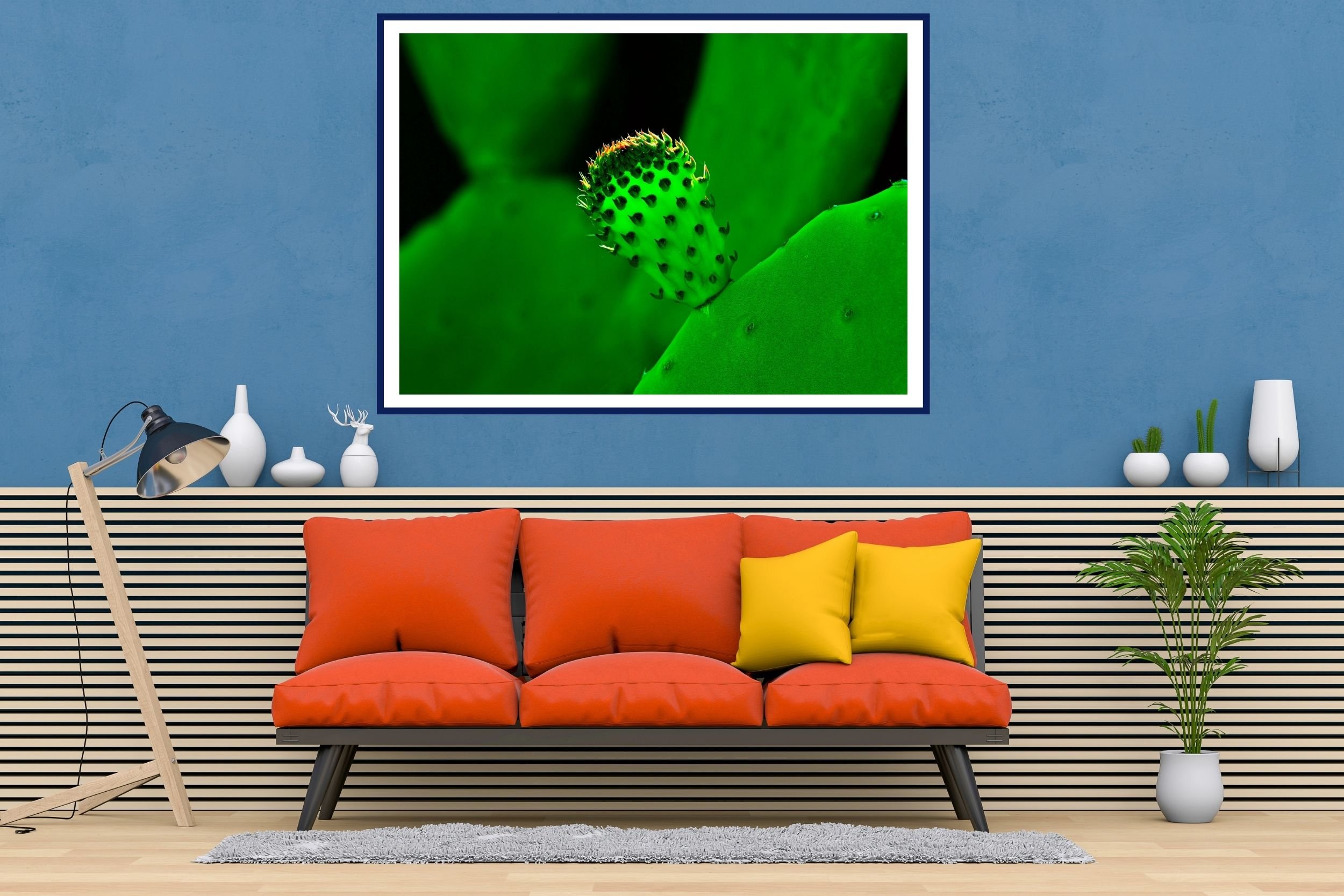 Cactus Bud emerging from a thick Cactus leaf ideal wall art for those whoe love nature art