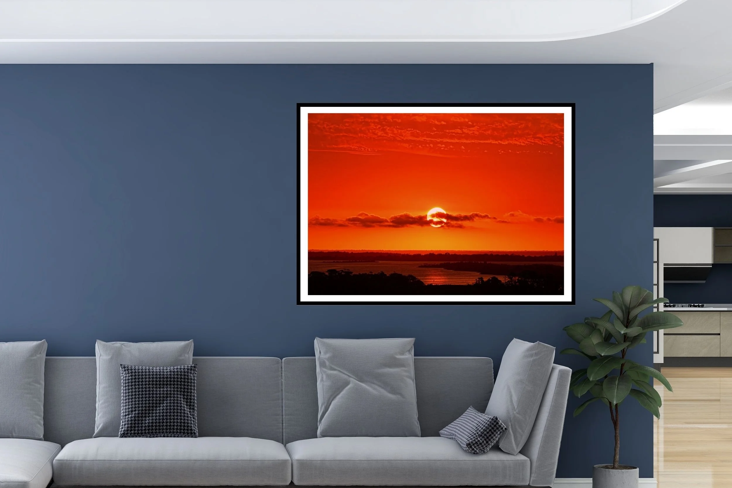 A breathtaking sunset scene at Lakes Entrance with rolling dunes, glowing ocean mist, and intense sunset light. at Lakes Entrance, Victoria Australia