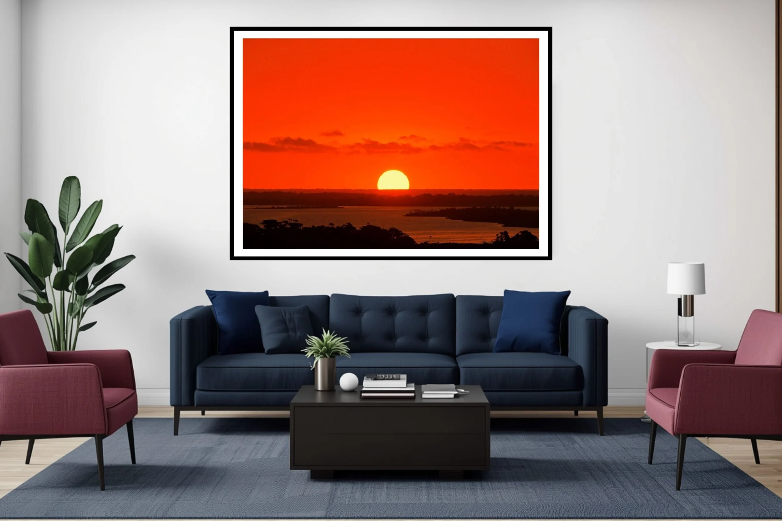 A breathtaking intense sunset scene at Lakes Entrance with subtle warm tones, and striking sunset light.