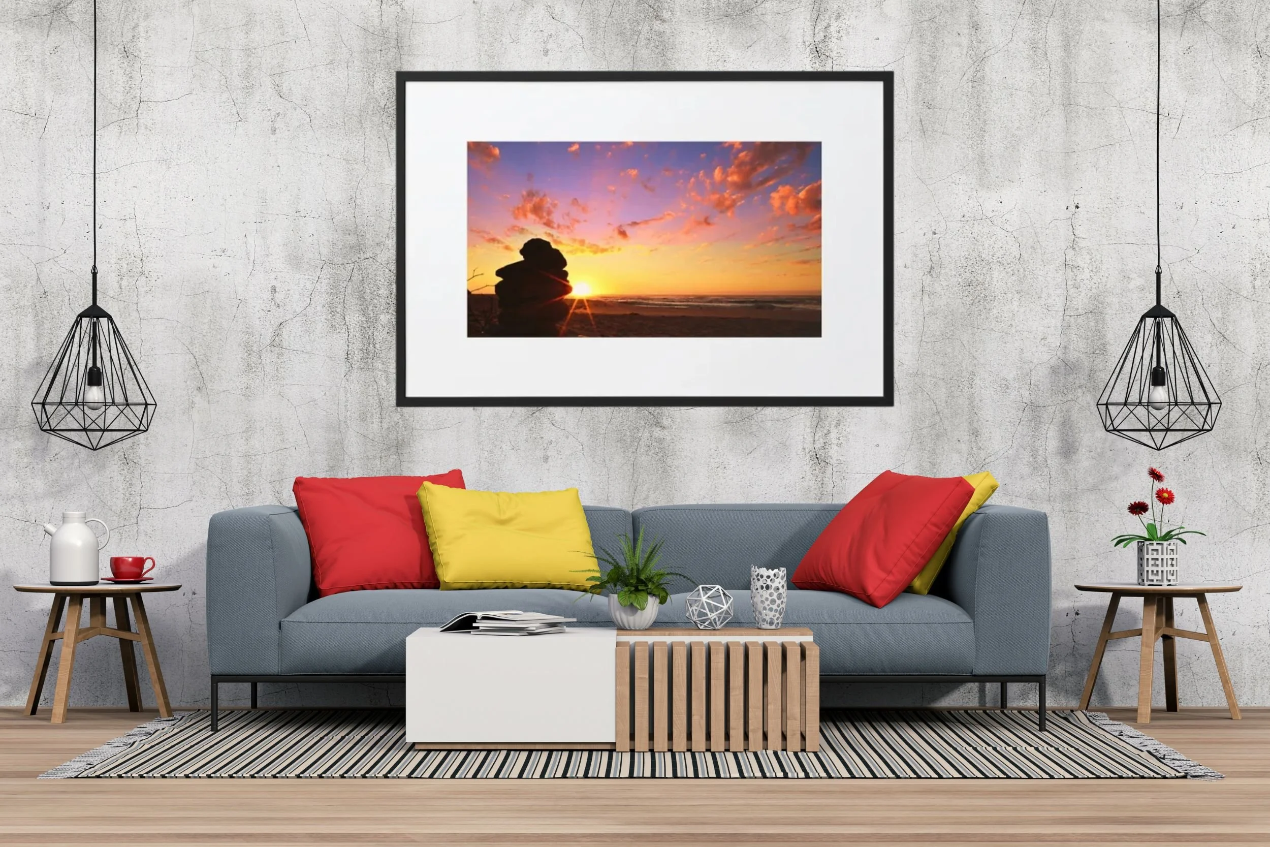 A striking photograph of a colourful sunrise at Red Bluff Beach, Victoria, Australia - perfect wall art for home or office decor.