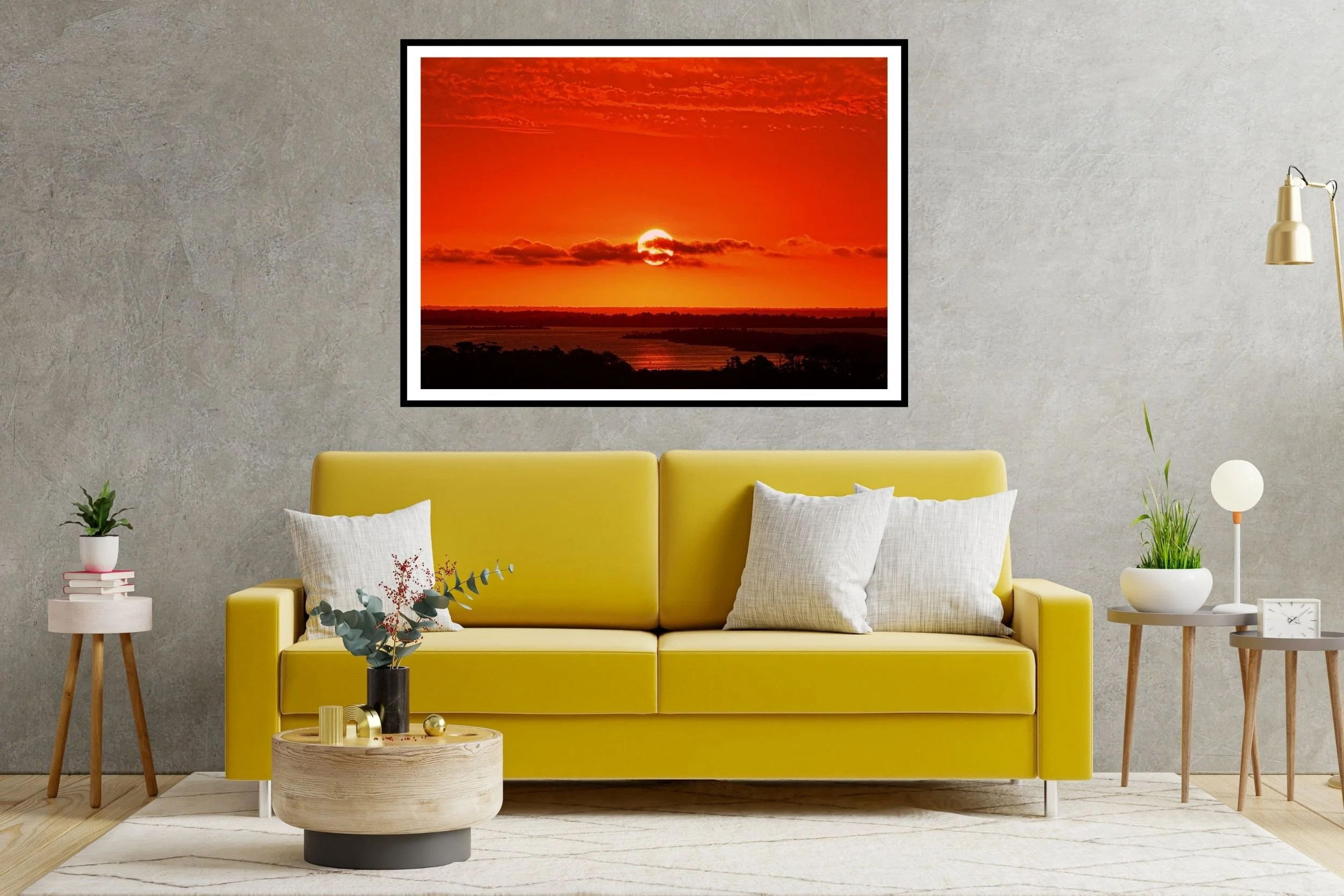 A breathtaking sunset scene at Lakes Entrance with rolling dunes, glowing ocean mist, and intense sunset light. at Lakes Entrance, Victoria Australia