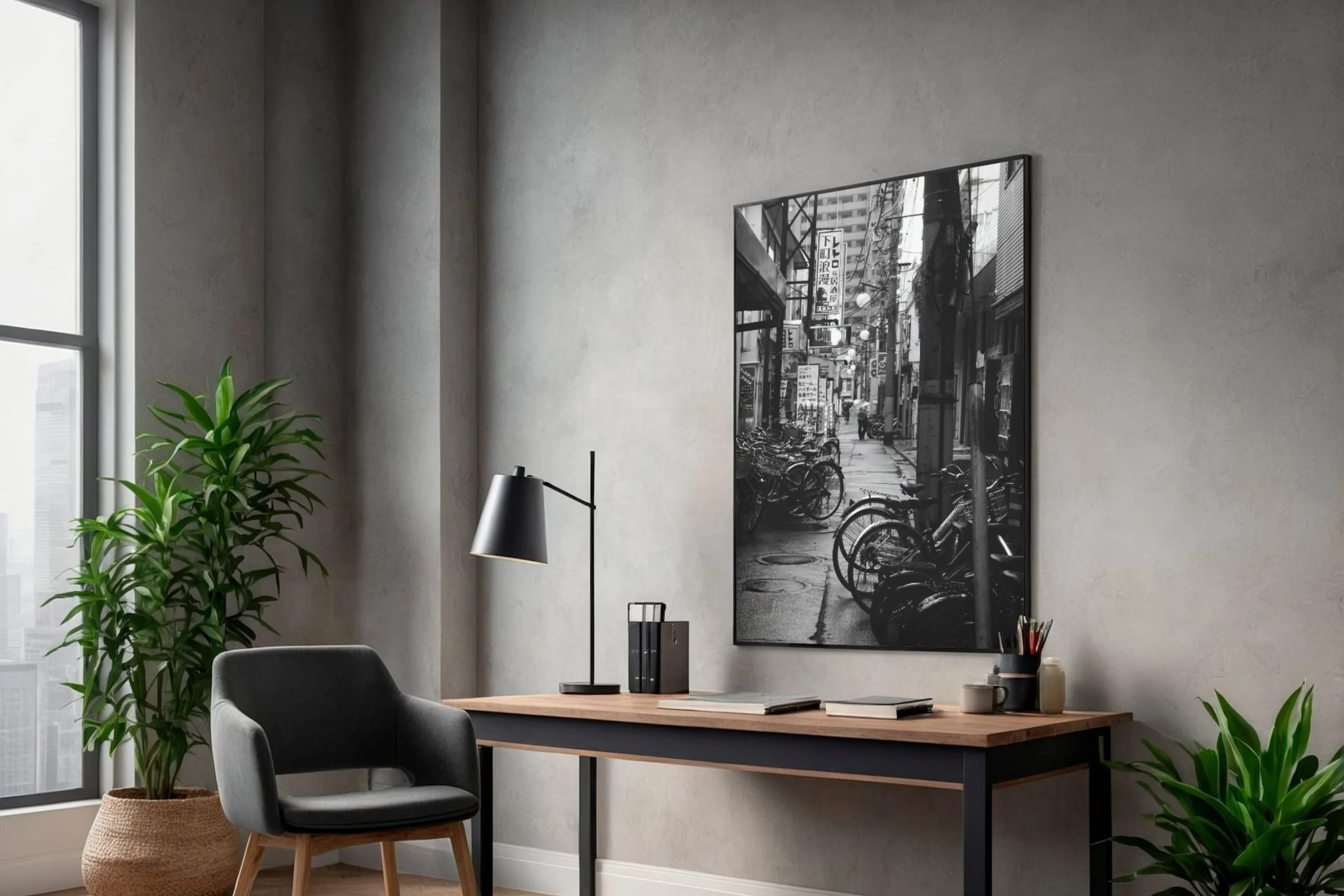 Black and White Street Photography of a small laneway in Shinkoiwa in Tokyo Japan