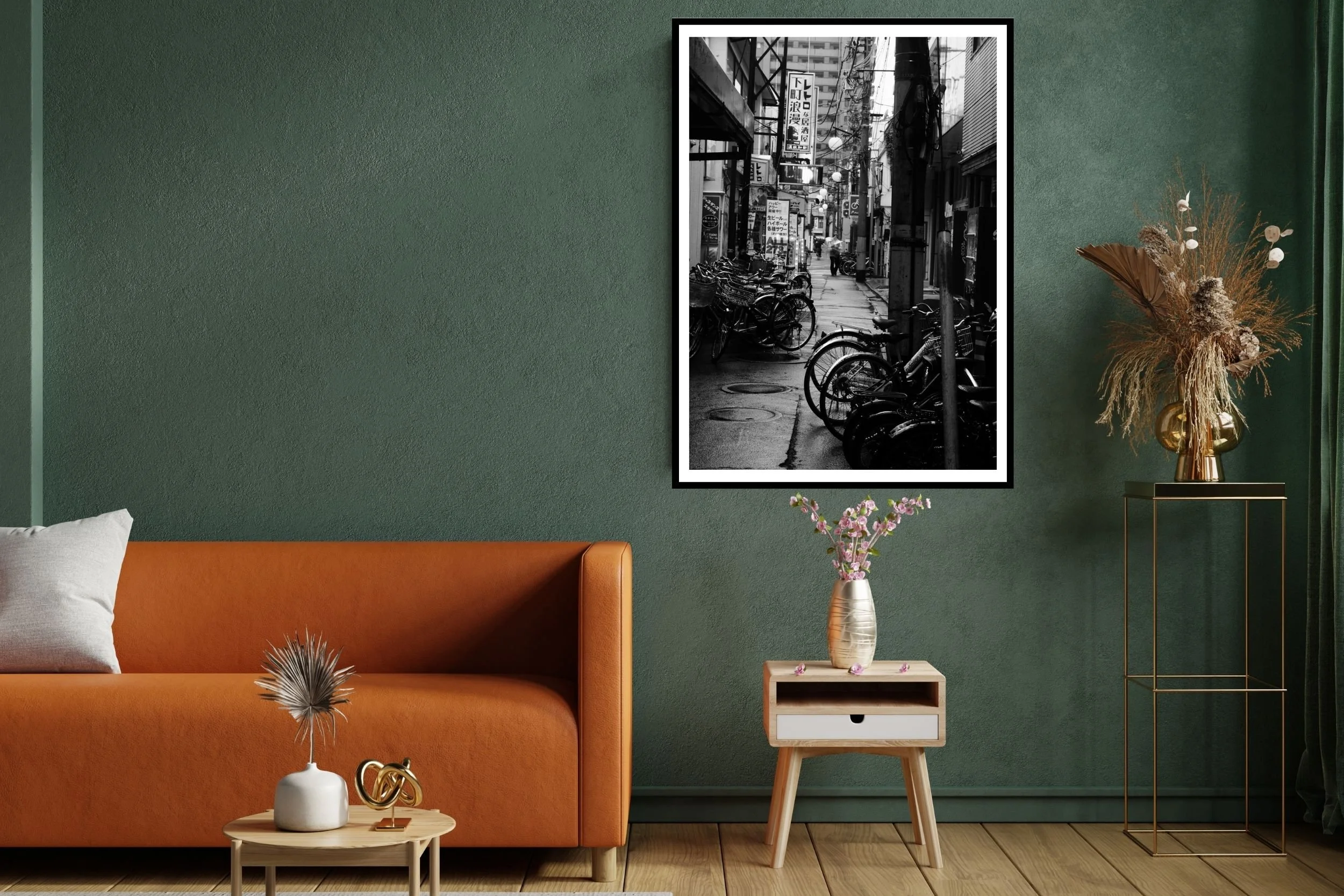 Black and White Street Photography of a small laneway in Shinkoiwa in Tokyo Japan
