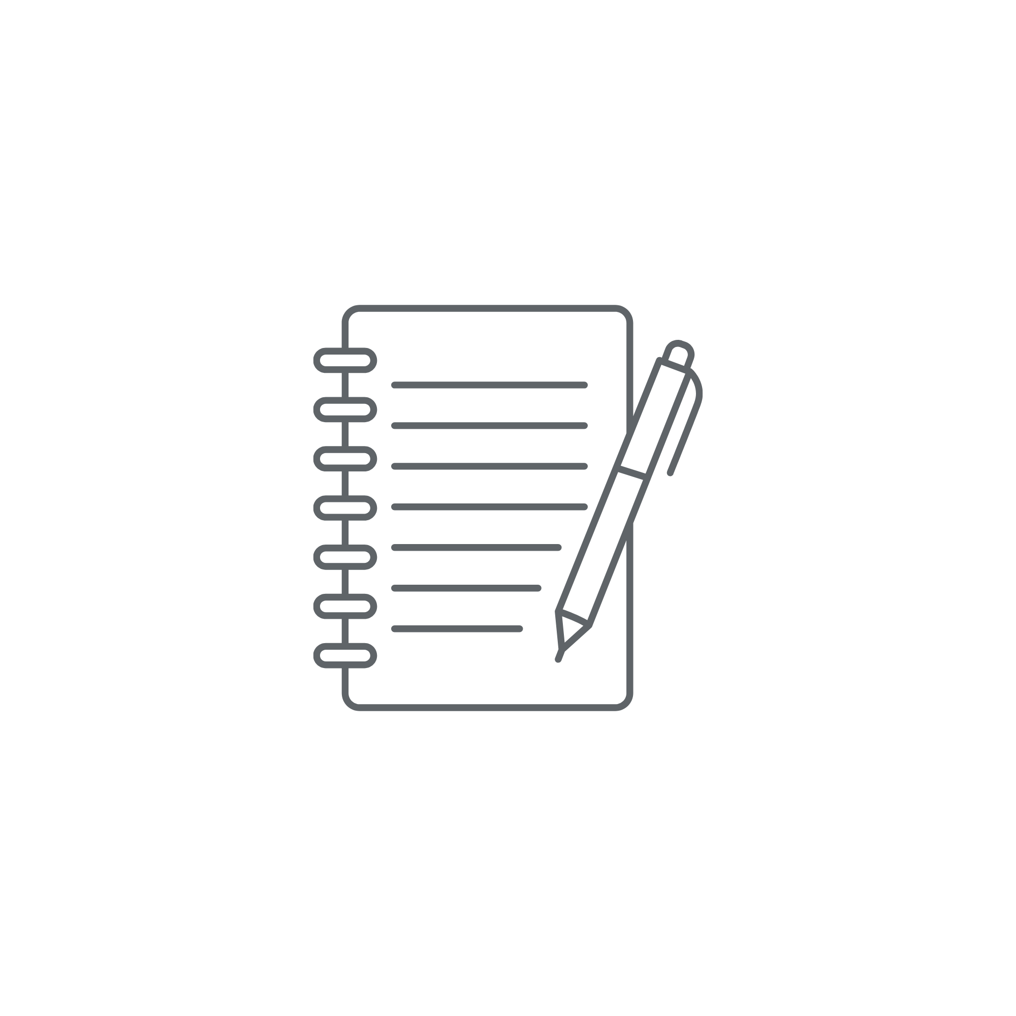 Line drawing of a notepad with a pen }