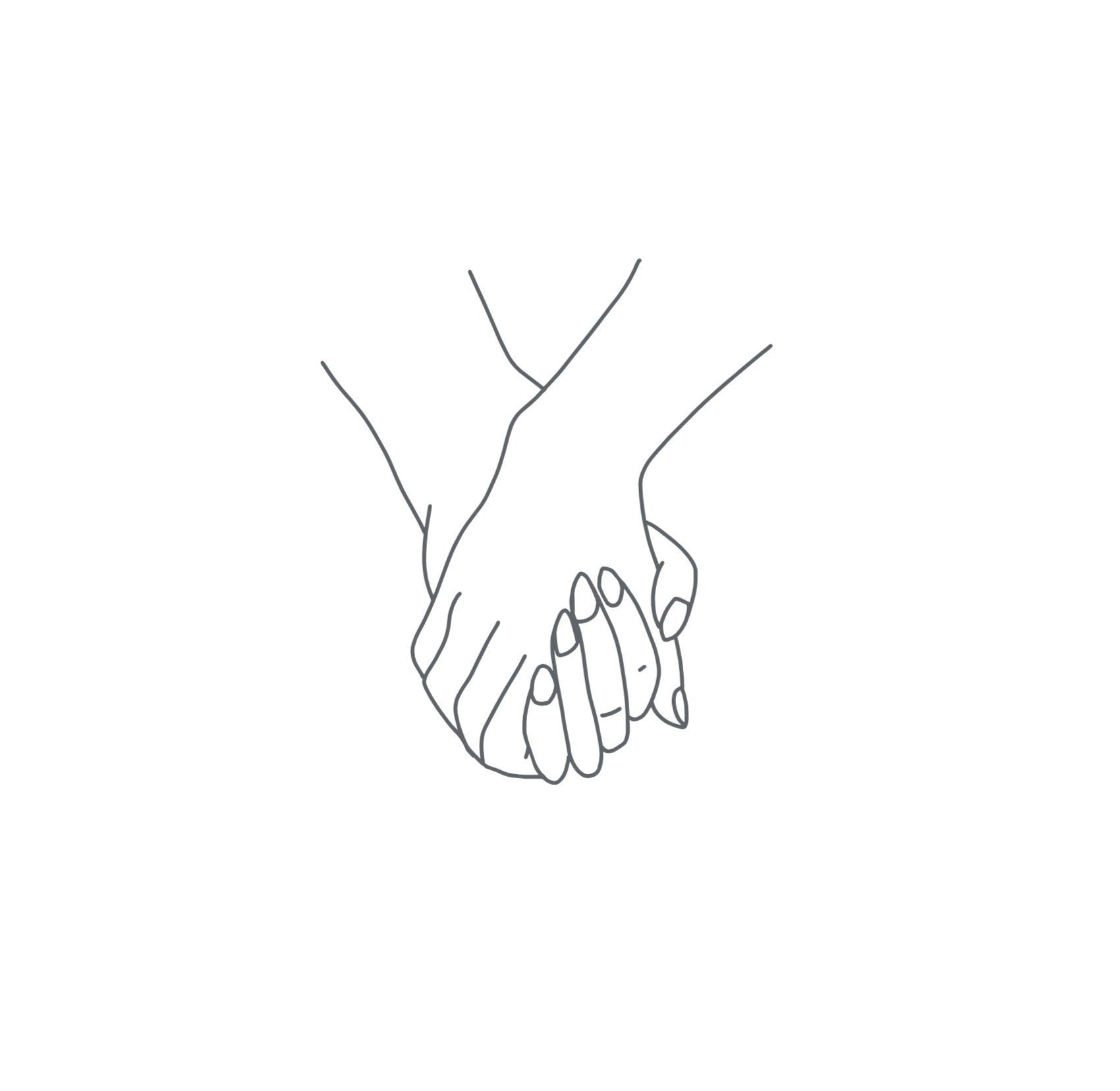 Outline drawing of two hands clasped in a handshake, centered on a black background.