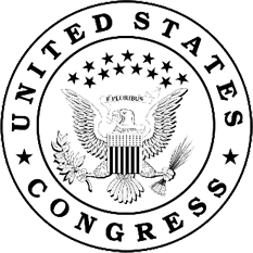 Seal of the United States Congress with an eagle holding arrows and an olive branch.