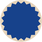 Blank blue circular badge with a starburst edge