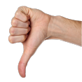 A hand giving a thumbs down gesture.