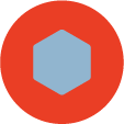 Blue hexagon inside a red circle