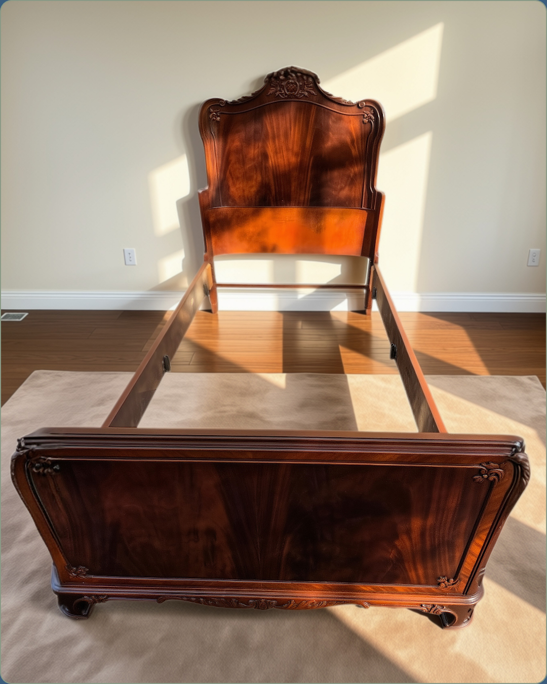 Twin mahogany bed frame