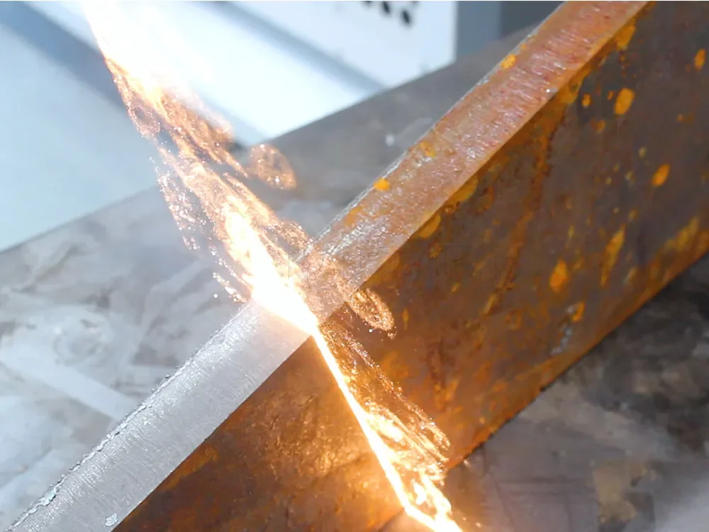 Laser ablation on rusted steel.
