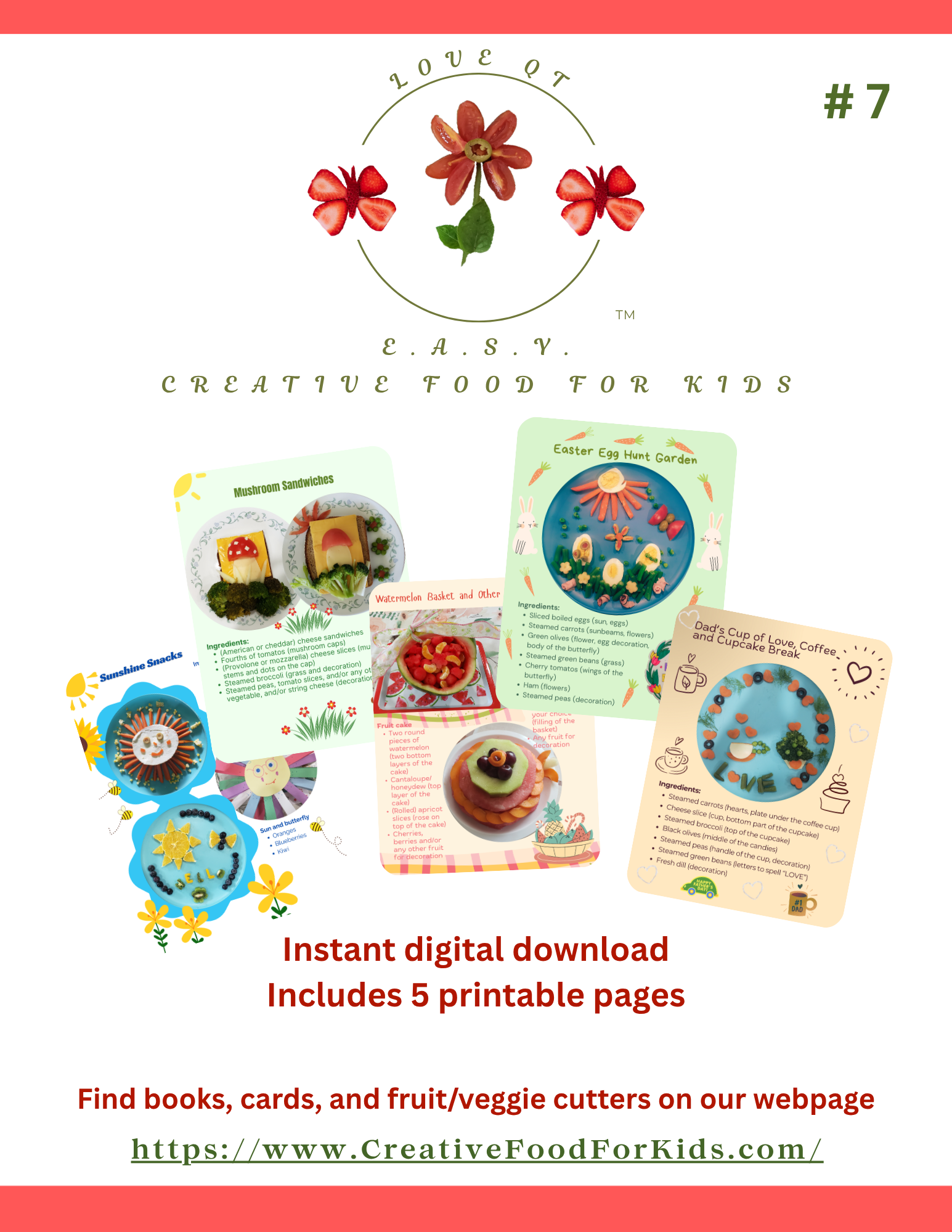 Five Food Art Cards for Kids - Set 7 Download