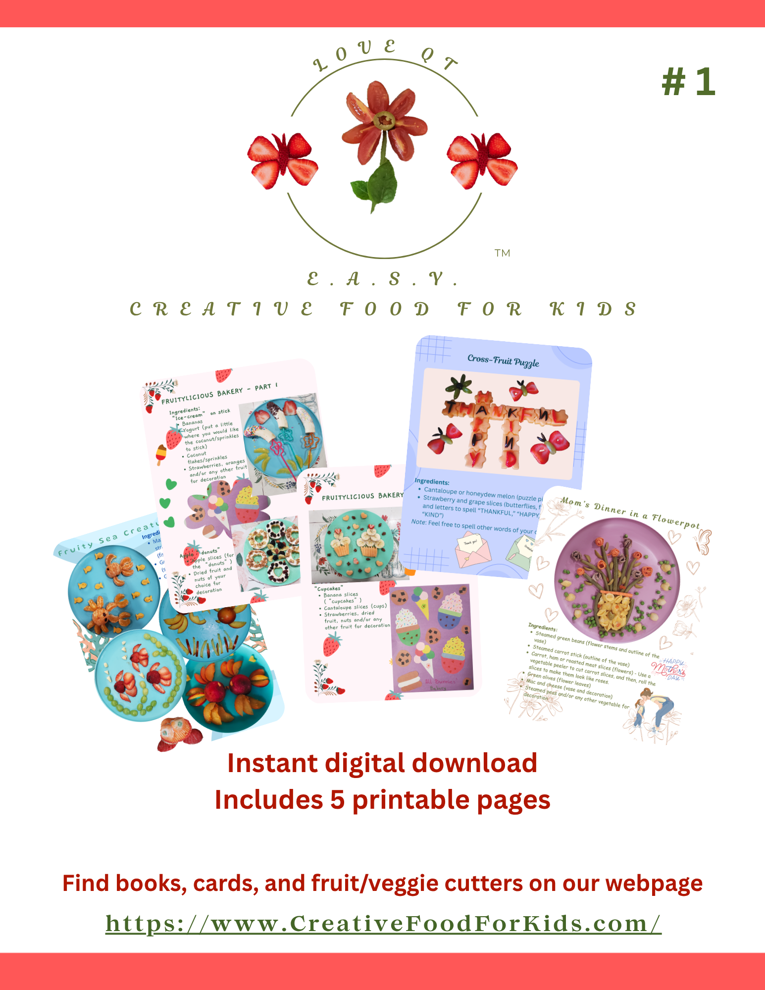 Five Food Art Cards for Kids - Set 1 Download