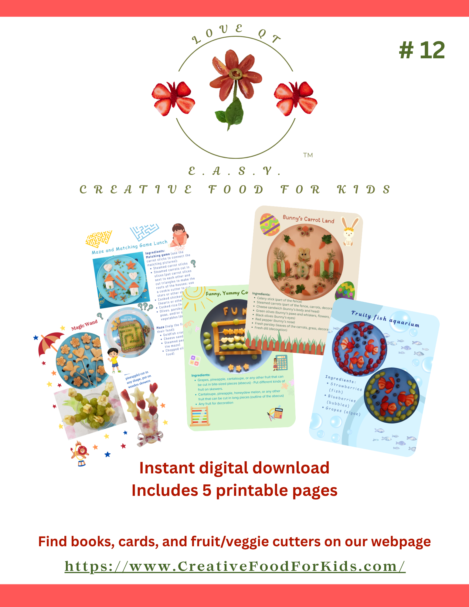 Five Food Art Cards for Kids - Set 12 Download