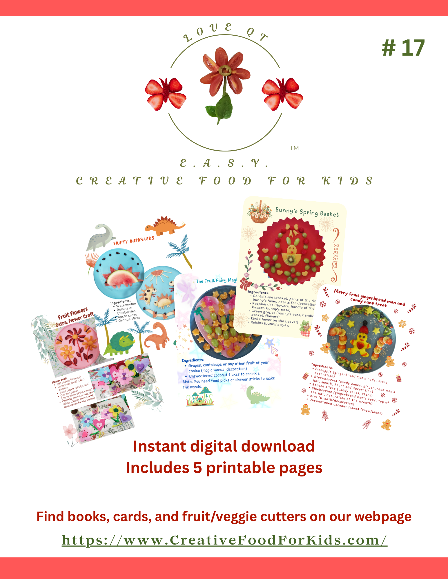 Five Food Art Cards for Kids - Set 17 Download