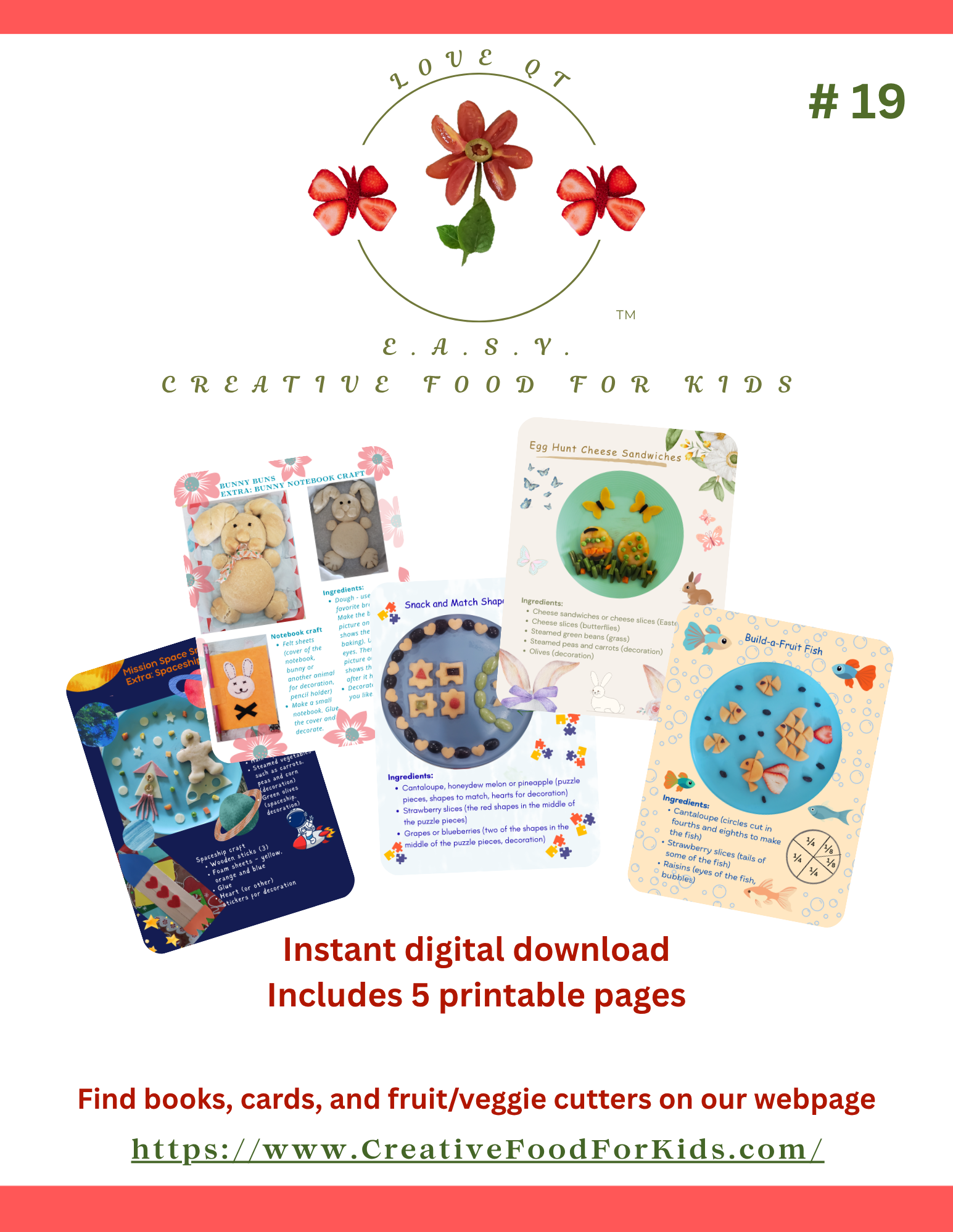 Five Food Art Cards for Kids - Set 19 Download