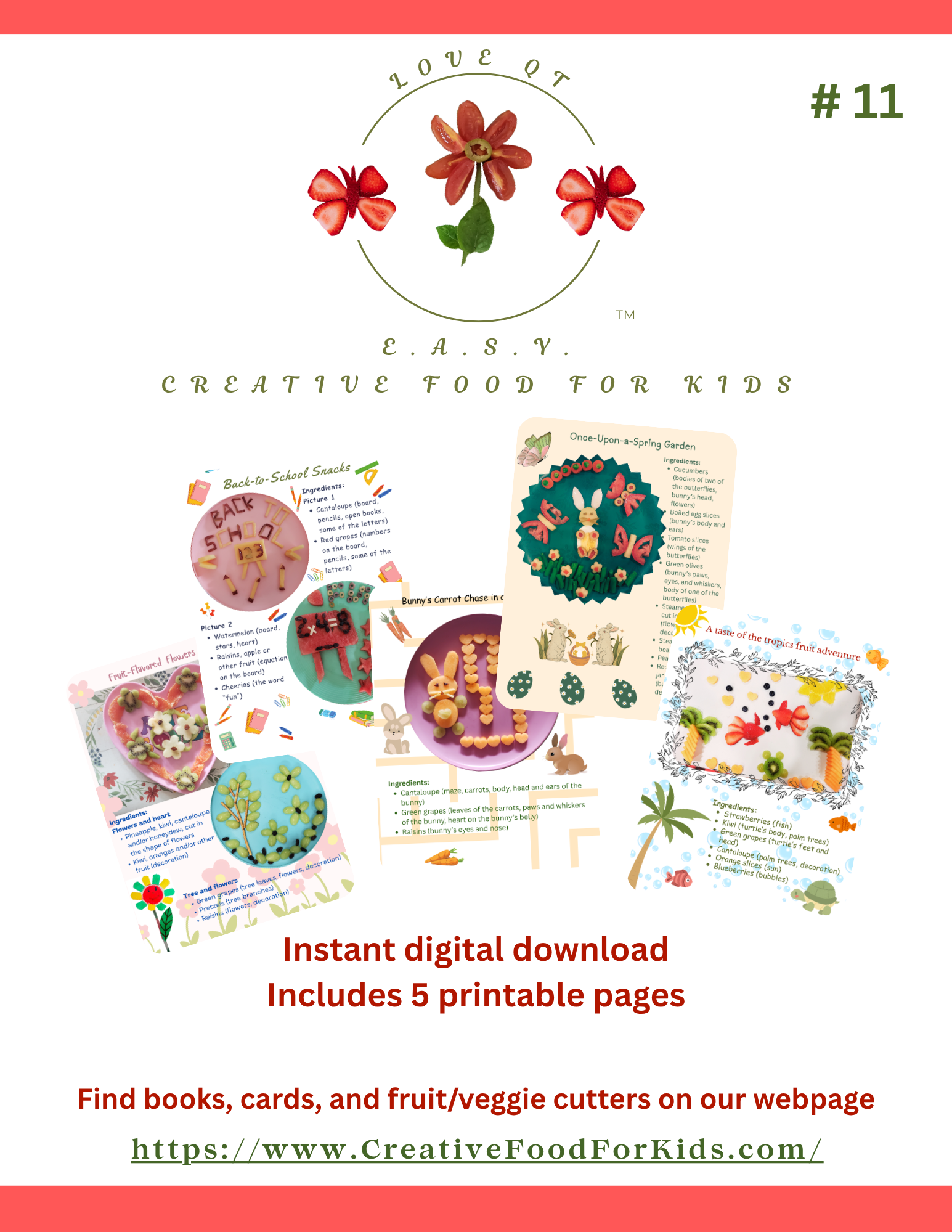 Five Food Art Cards for Kids - Set 11 Download