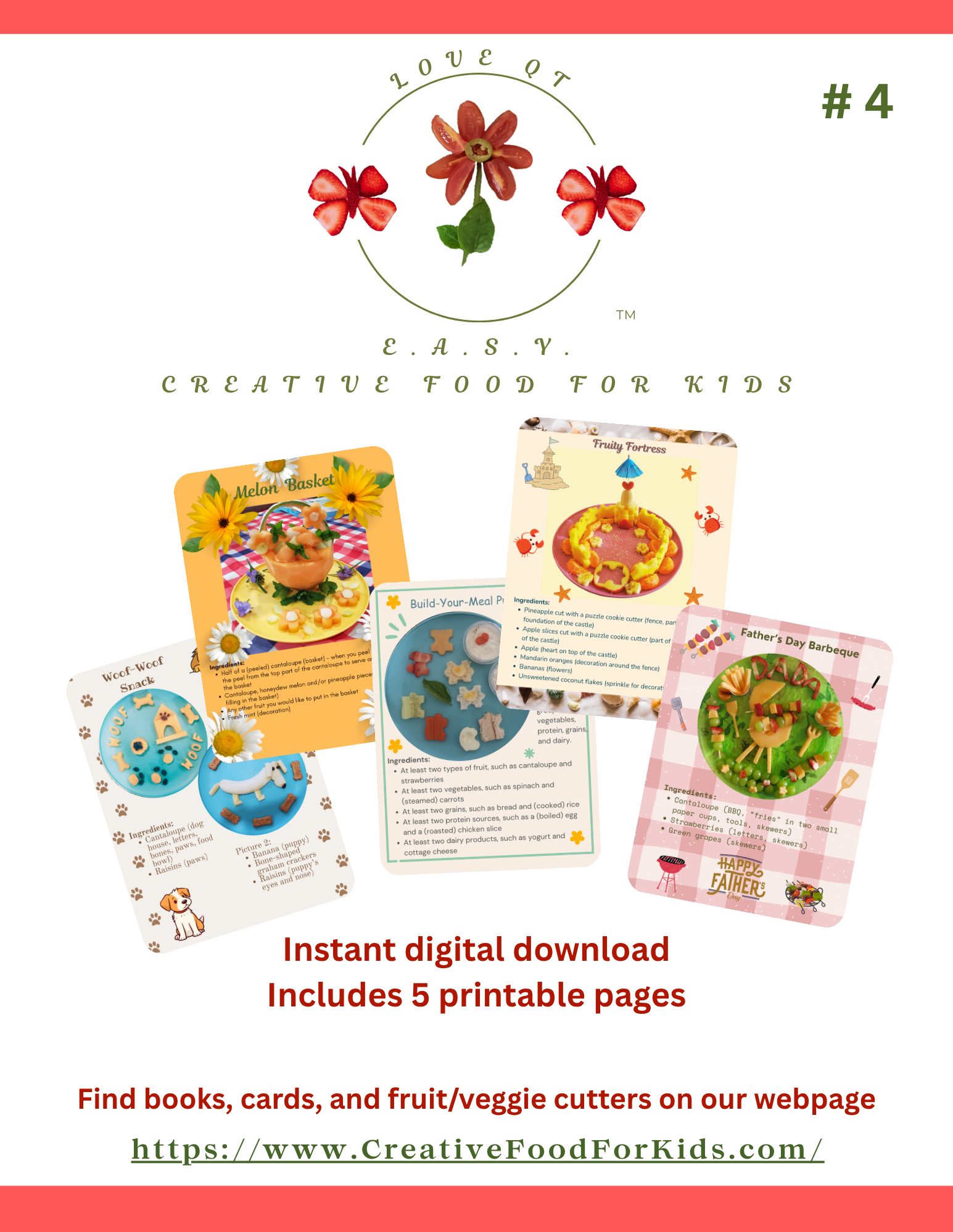 Five Food Art Cards for Kids - Set 4 Download