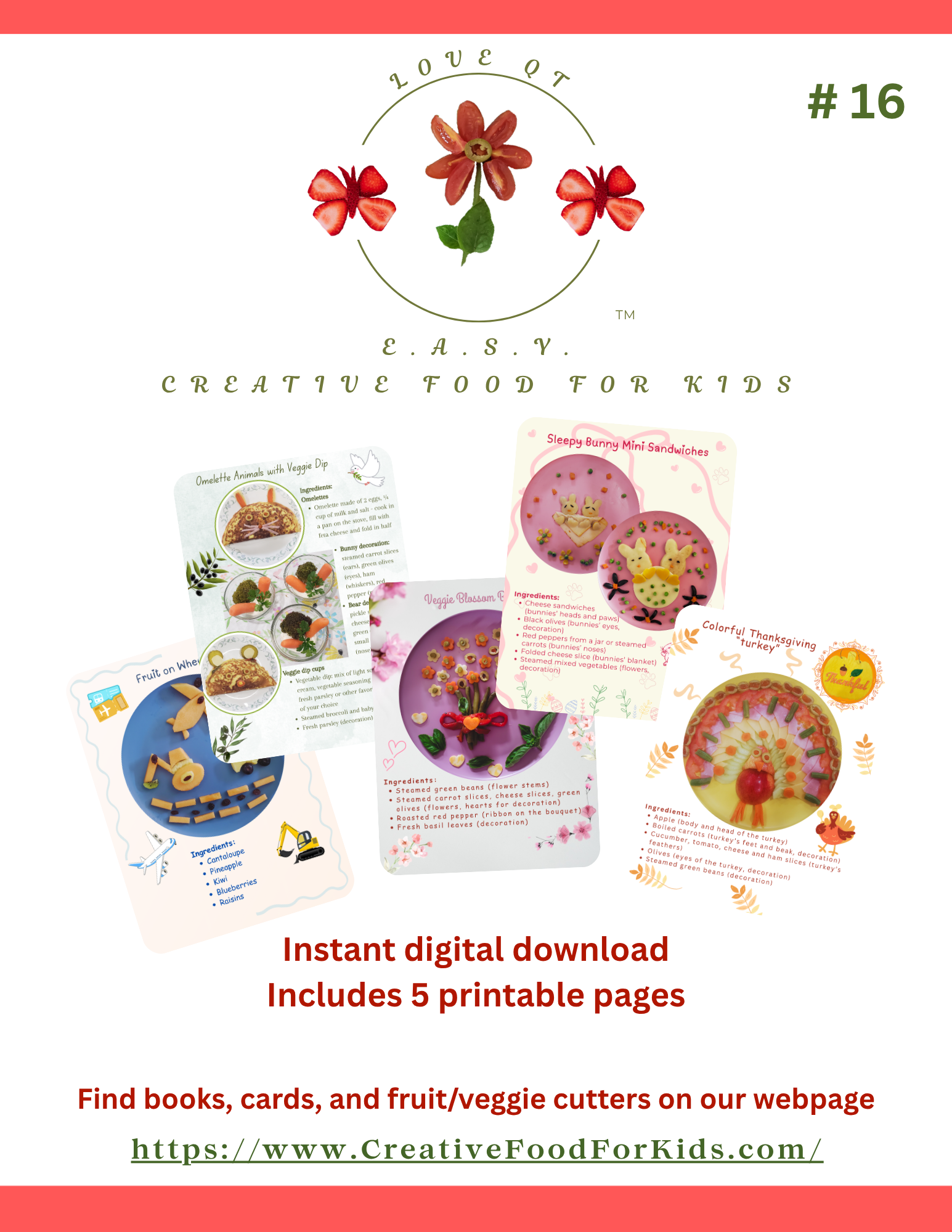 Five Food Art Cards for Kids - Set 16 Download