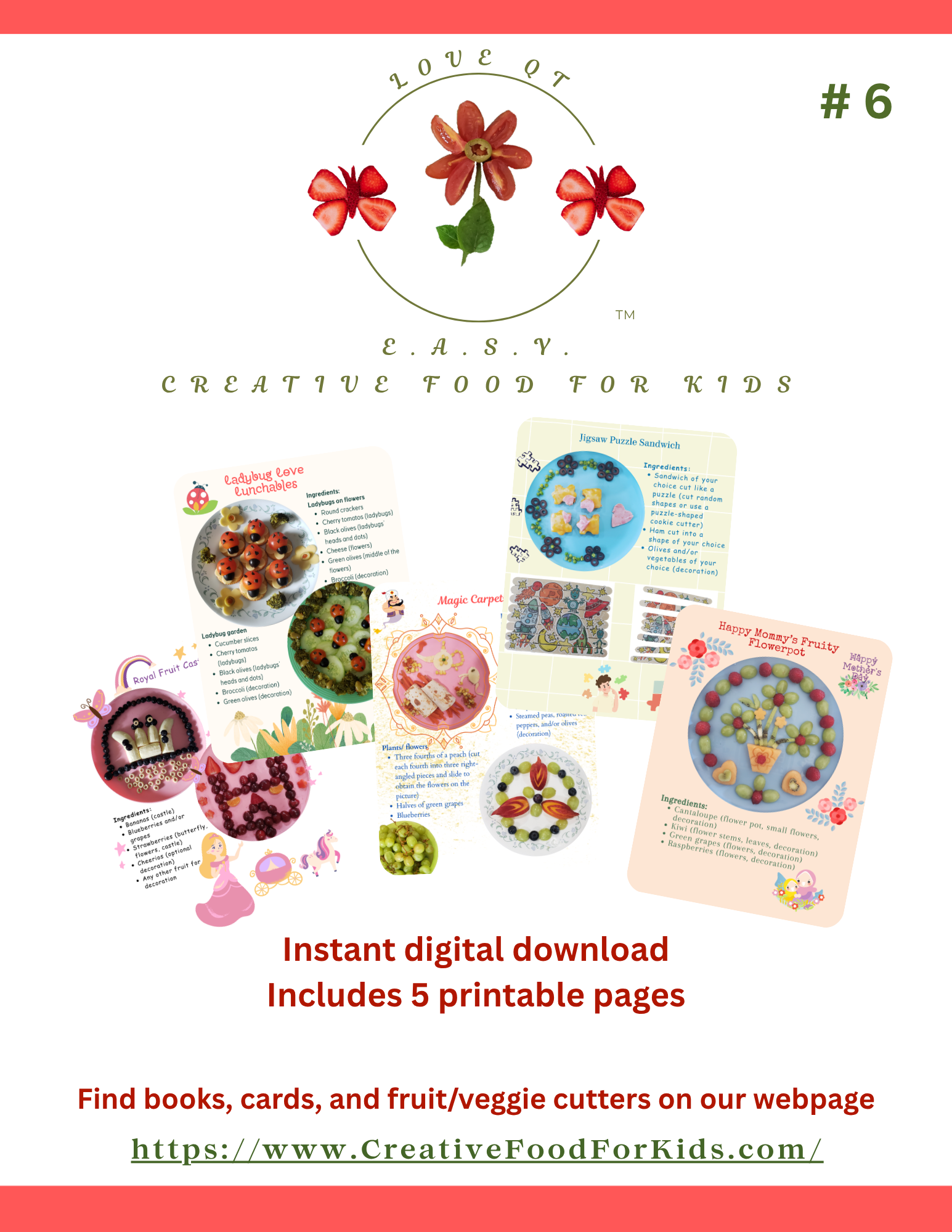 Five Food Art Cards for Kids - Set 6 Download