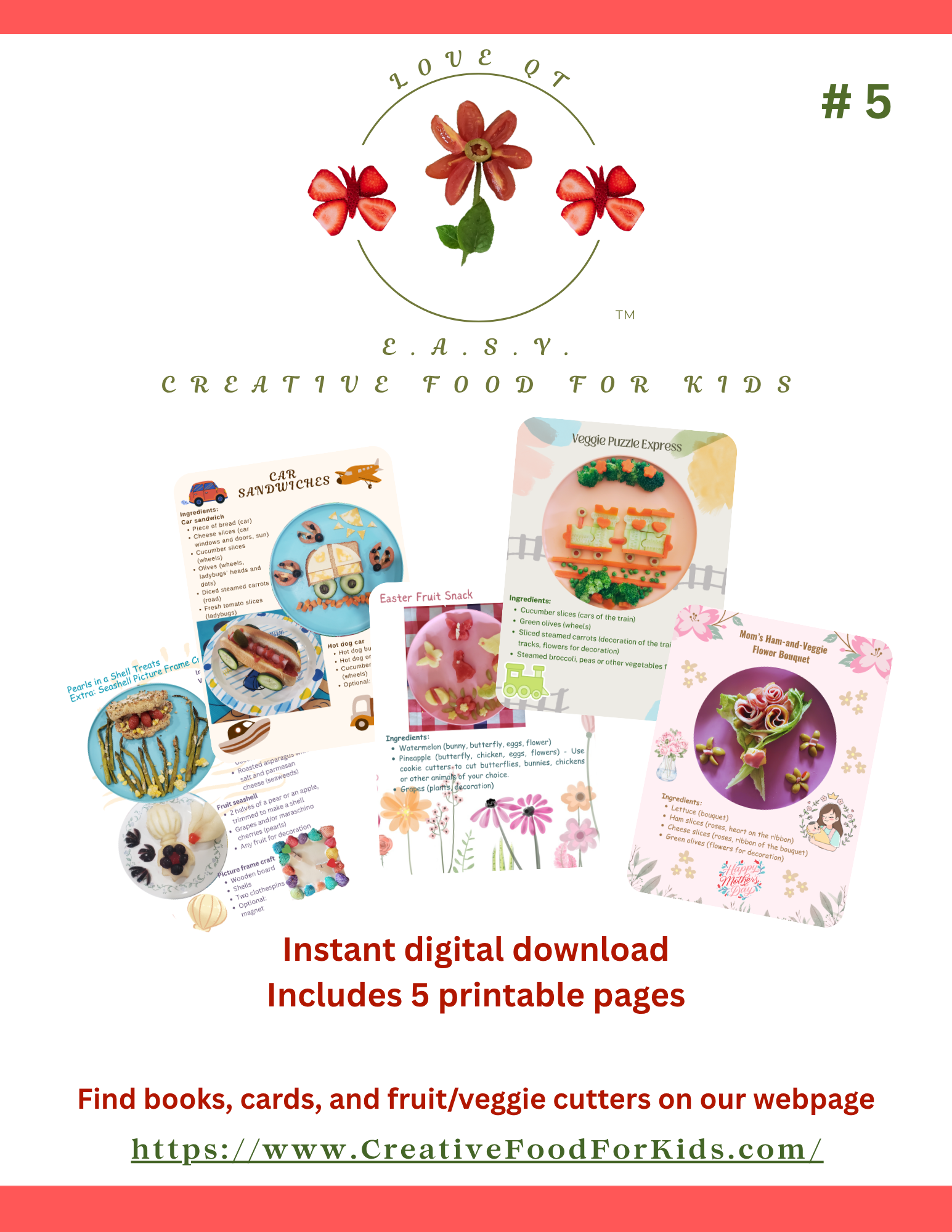 Five Food Art Cards for Kids - Set 5 Download
