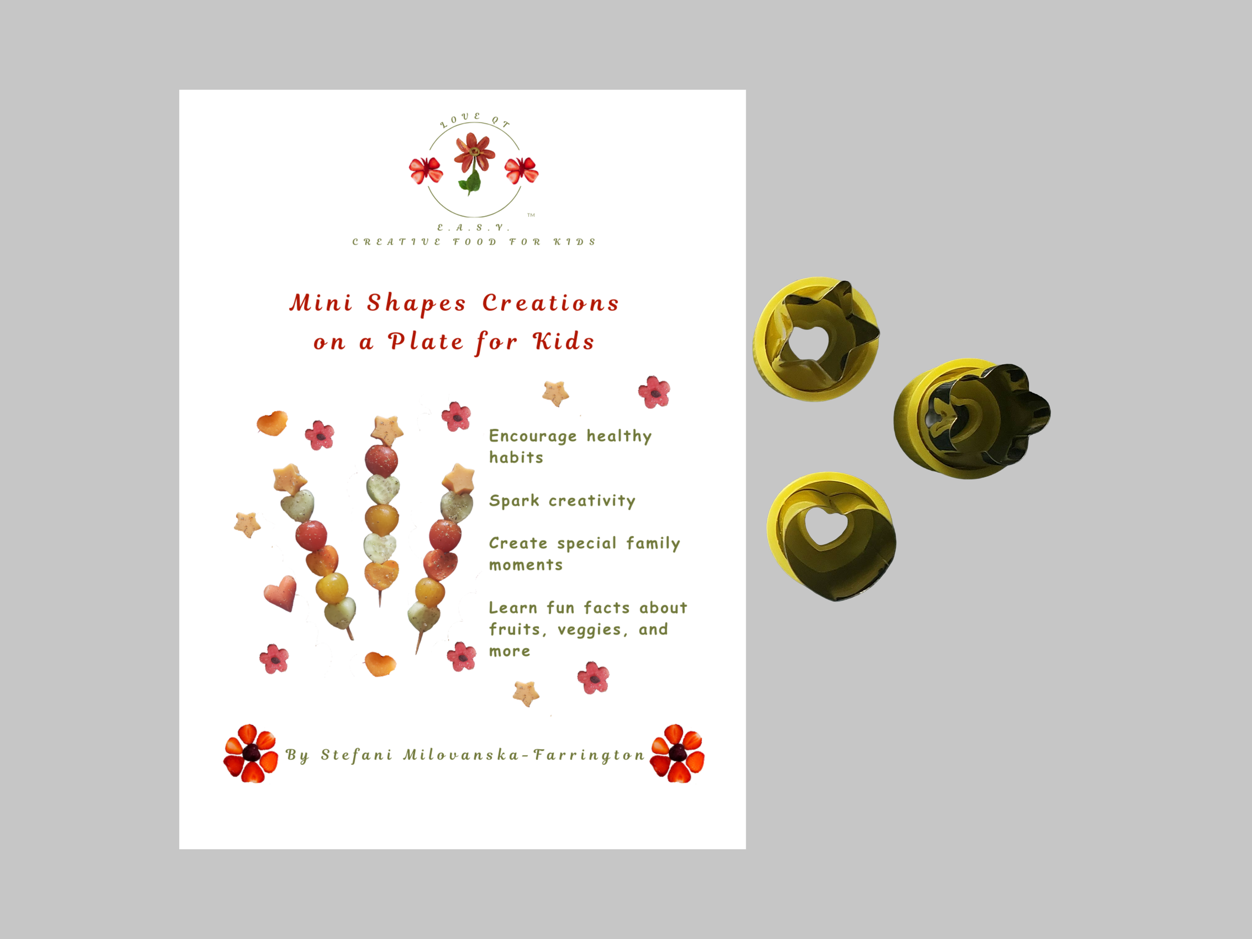 Book + Fruit/Veggie cutters - Mini Shapes Creations on a Plate for Kids
