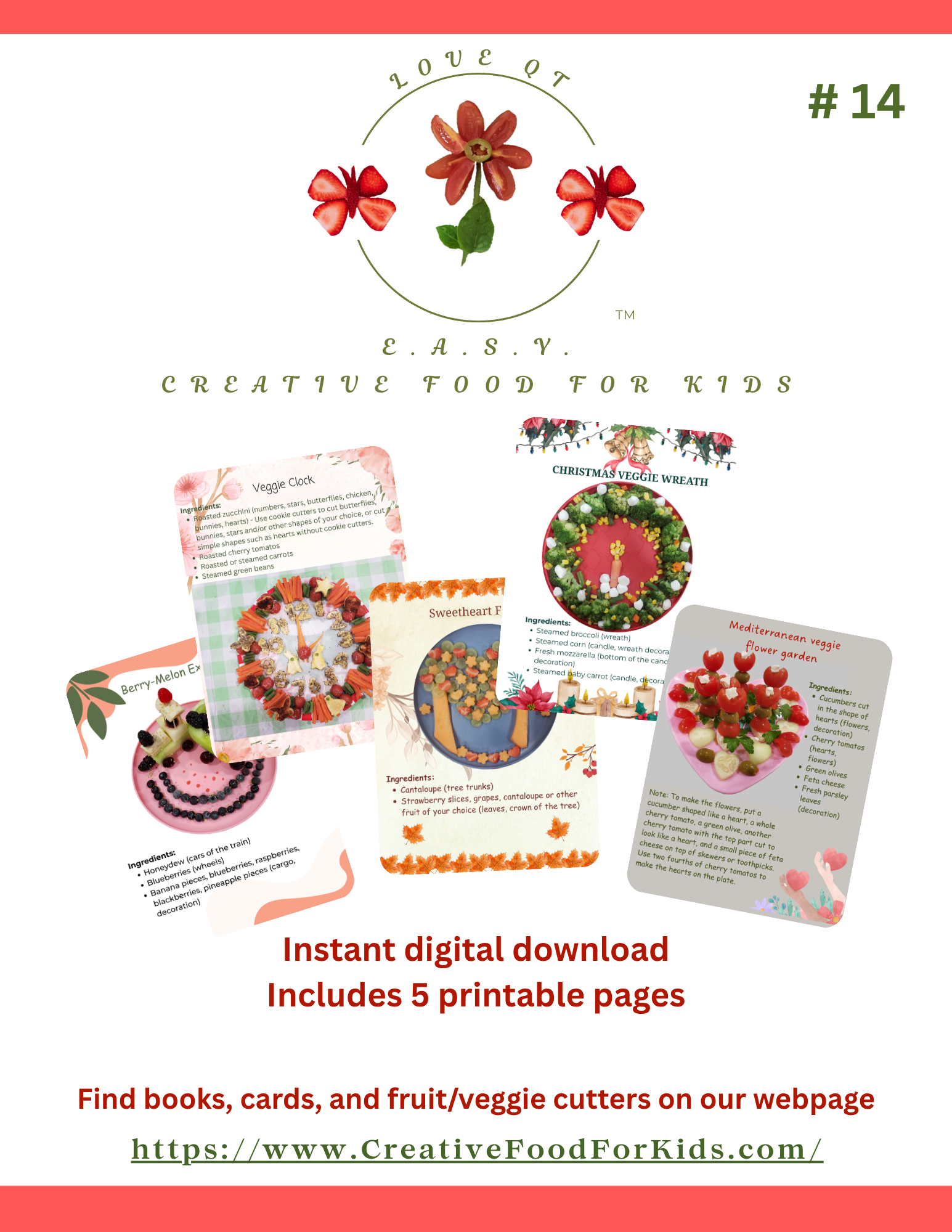 Five Food Art Cards for Kids - Set 14 Download