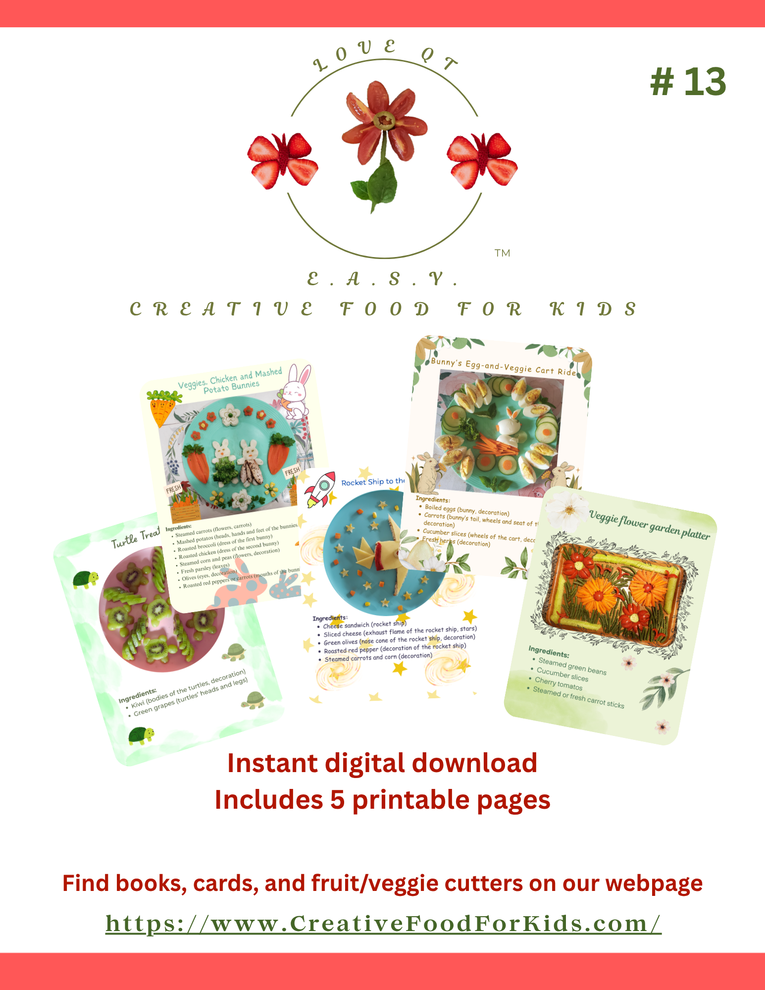 Five Food Art Cards for Kids - Set 13 Download