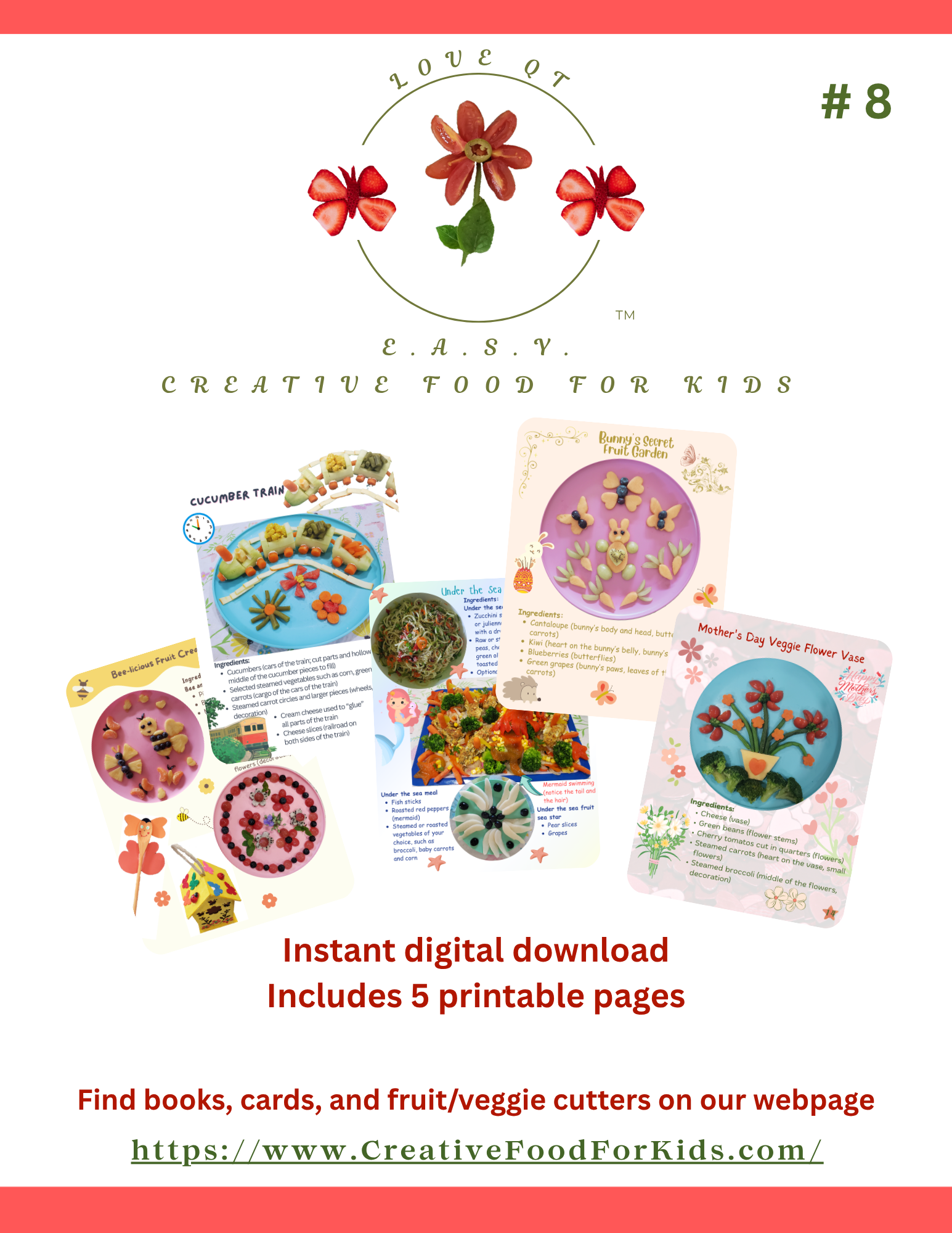 Five Food Art Cards for Kids - Set 8 Download