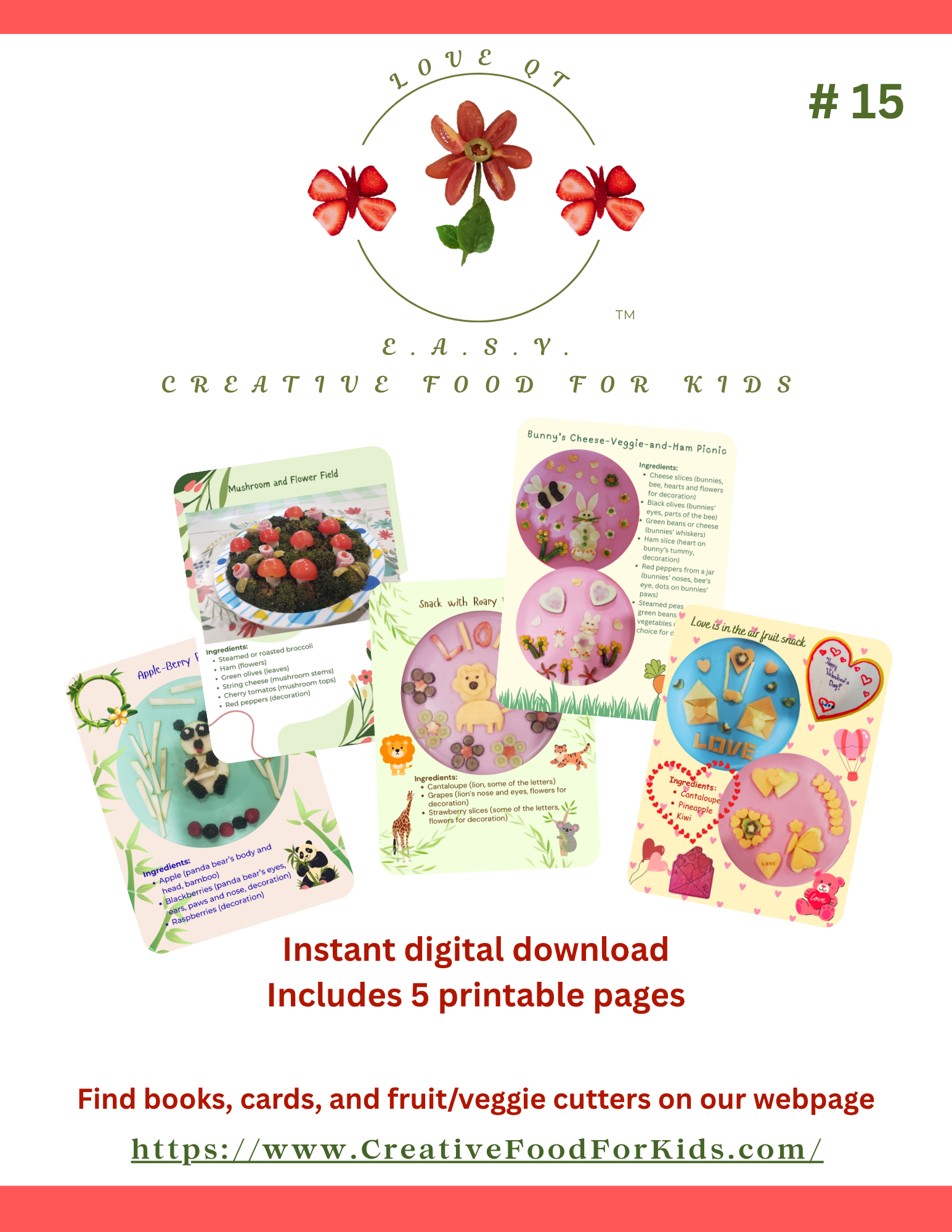 Five Food Art Cards for Kids - Set 15 Download