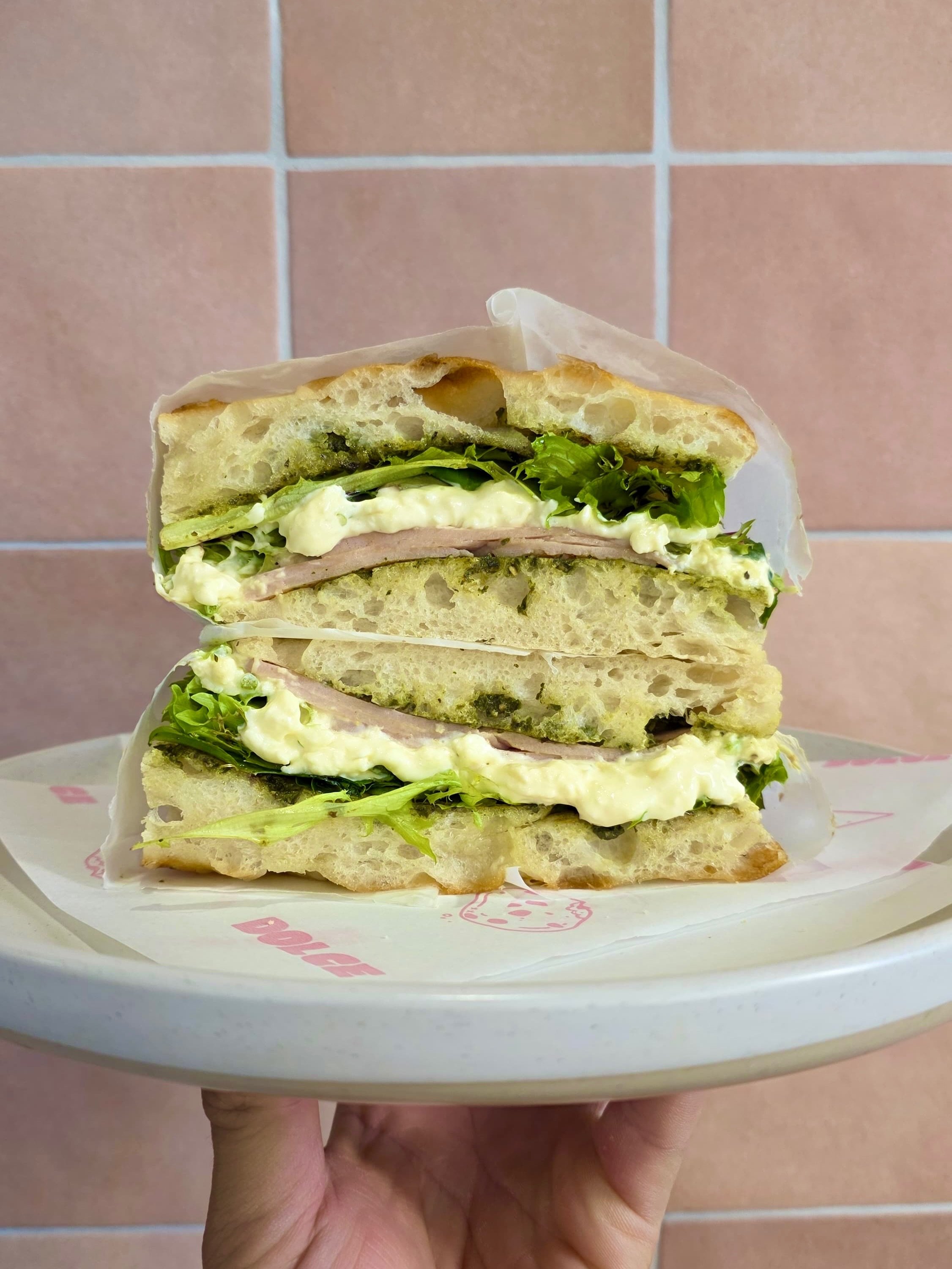 The Sandwich Lineup You Didn&rsquo;t Know You Needed! 🤤 

Featuring: 
- Caprese (vegetarian option)
Focaccia bread layered with pesto, fresh basil leaves, heirloom tomatoes &amp; creamy mozzarella.

- Cheeky Mix
Fresh chicken salad mix on soft brioc