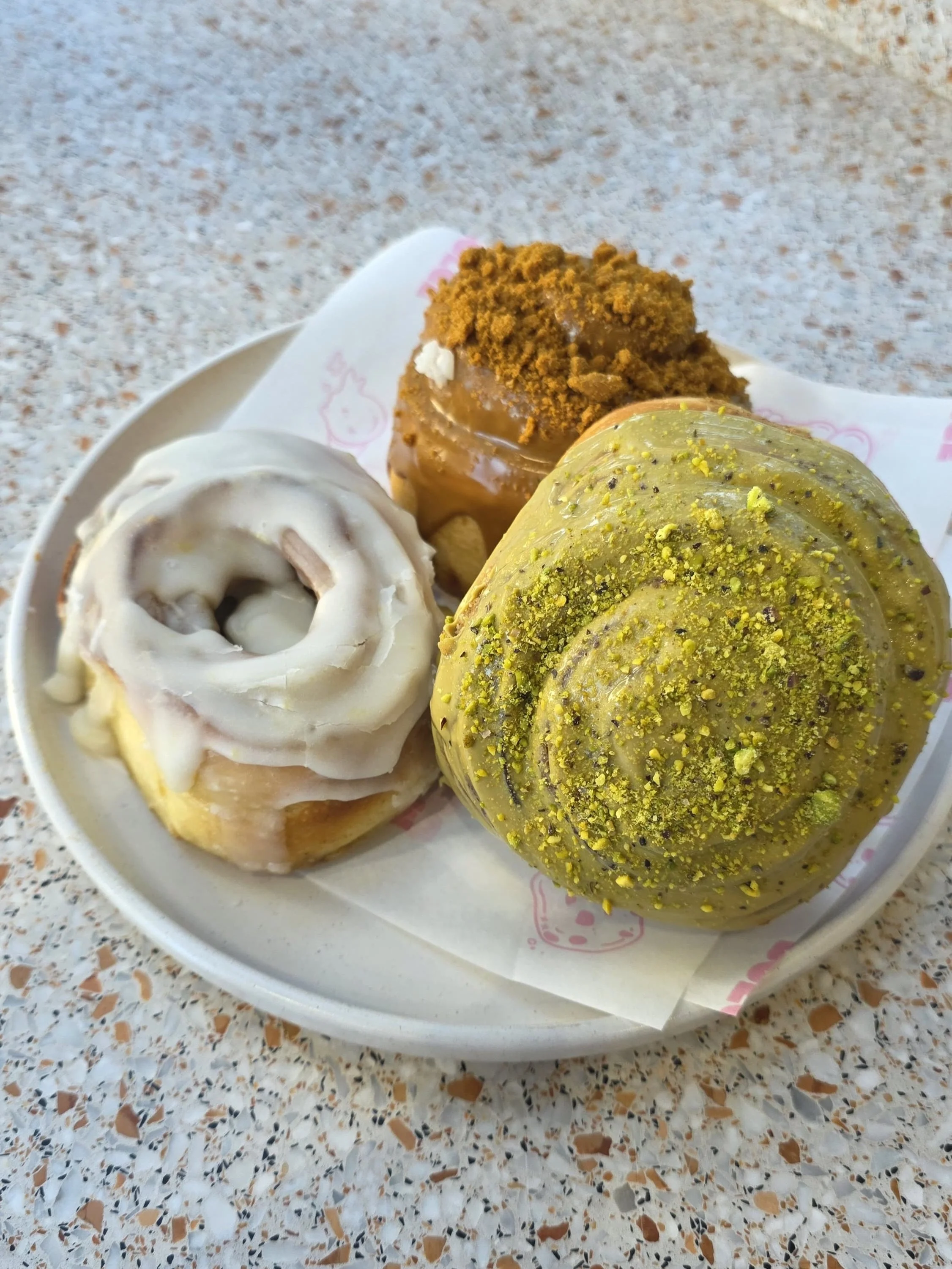 Our Famous Scrolls!

In loved flavours: Original Glaze, Pistachio &amp; Biscoff. 

Which one will you be choosing?