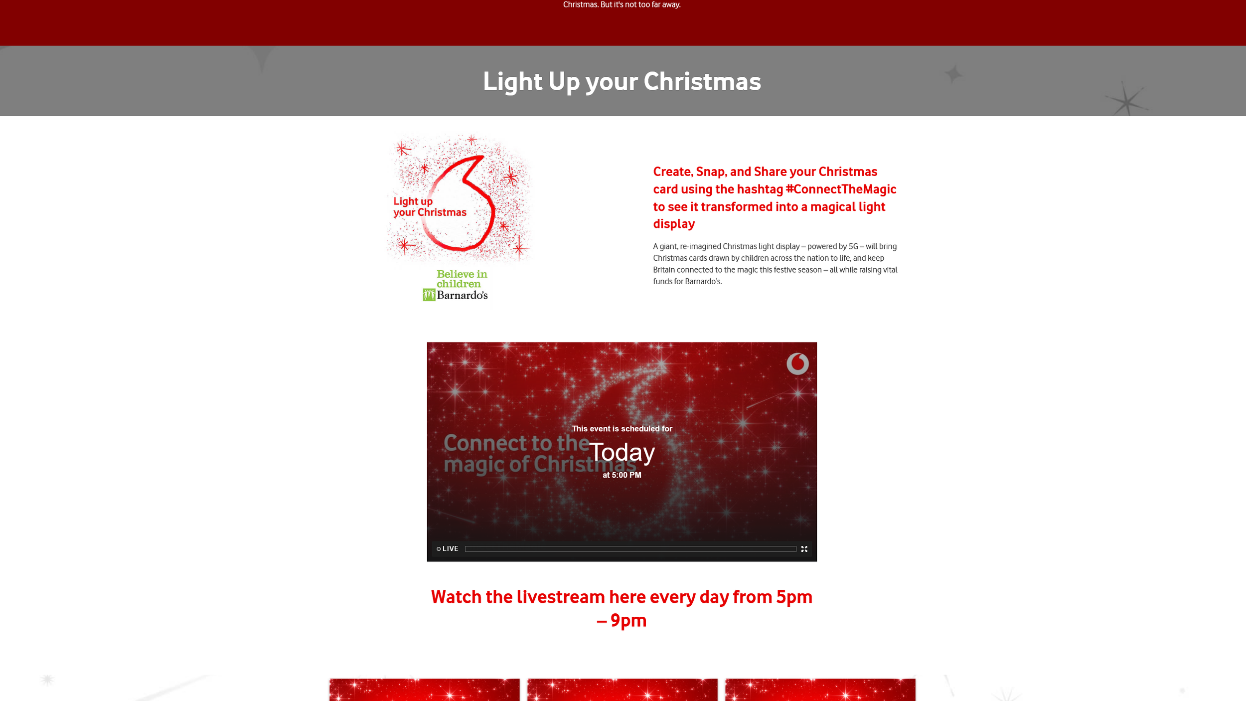 Supporting Vodafone's "Light Up" Christmas initiative