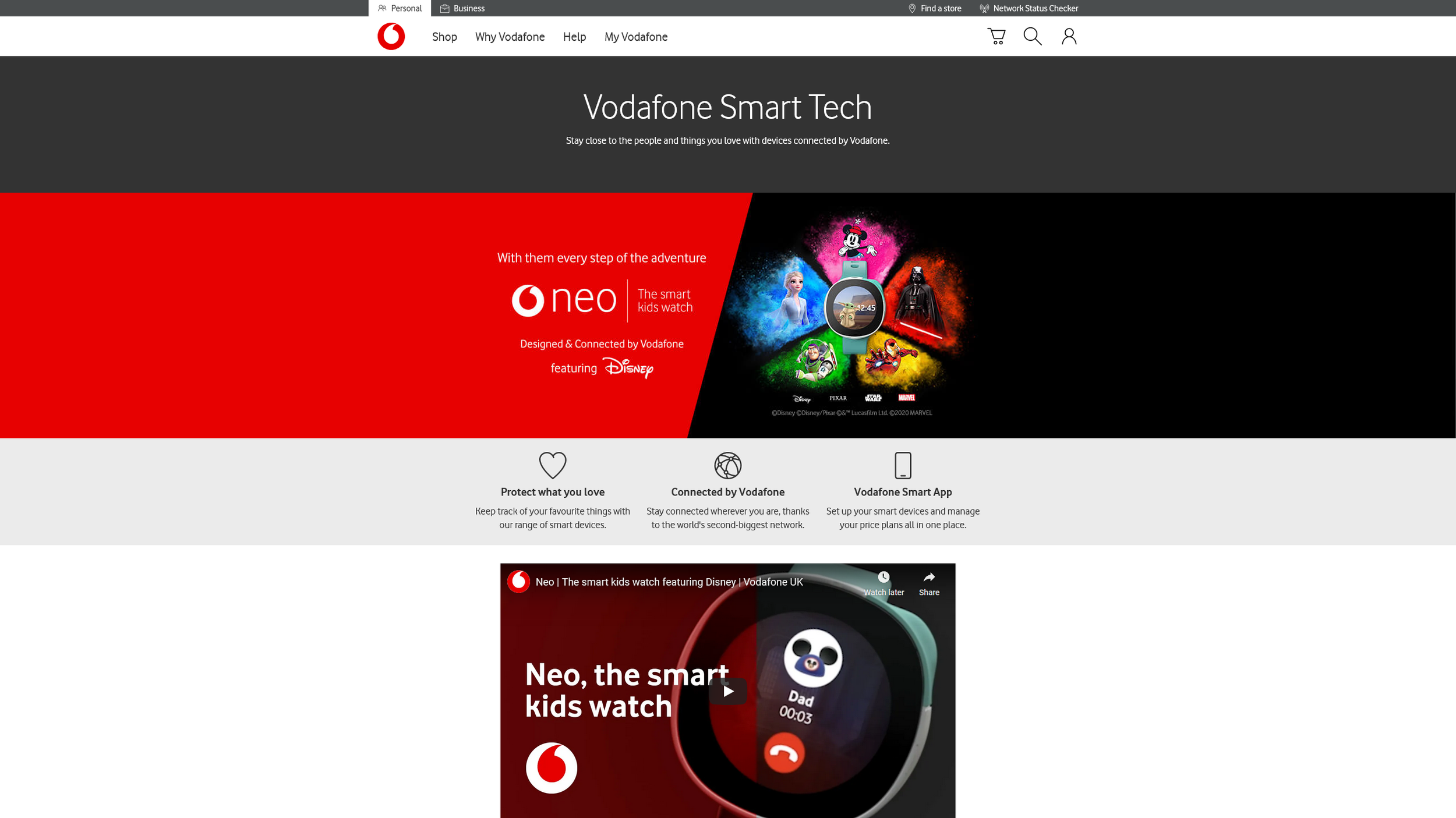 Above the fold on the Smart Tech landing page