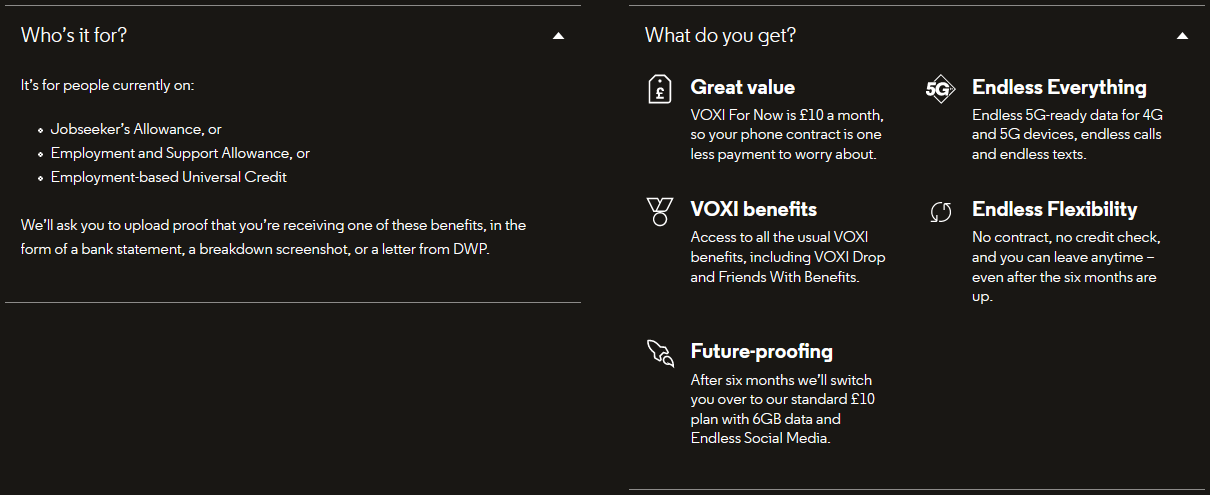 More info section, including eligibility criteria