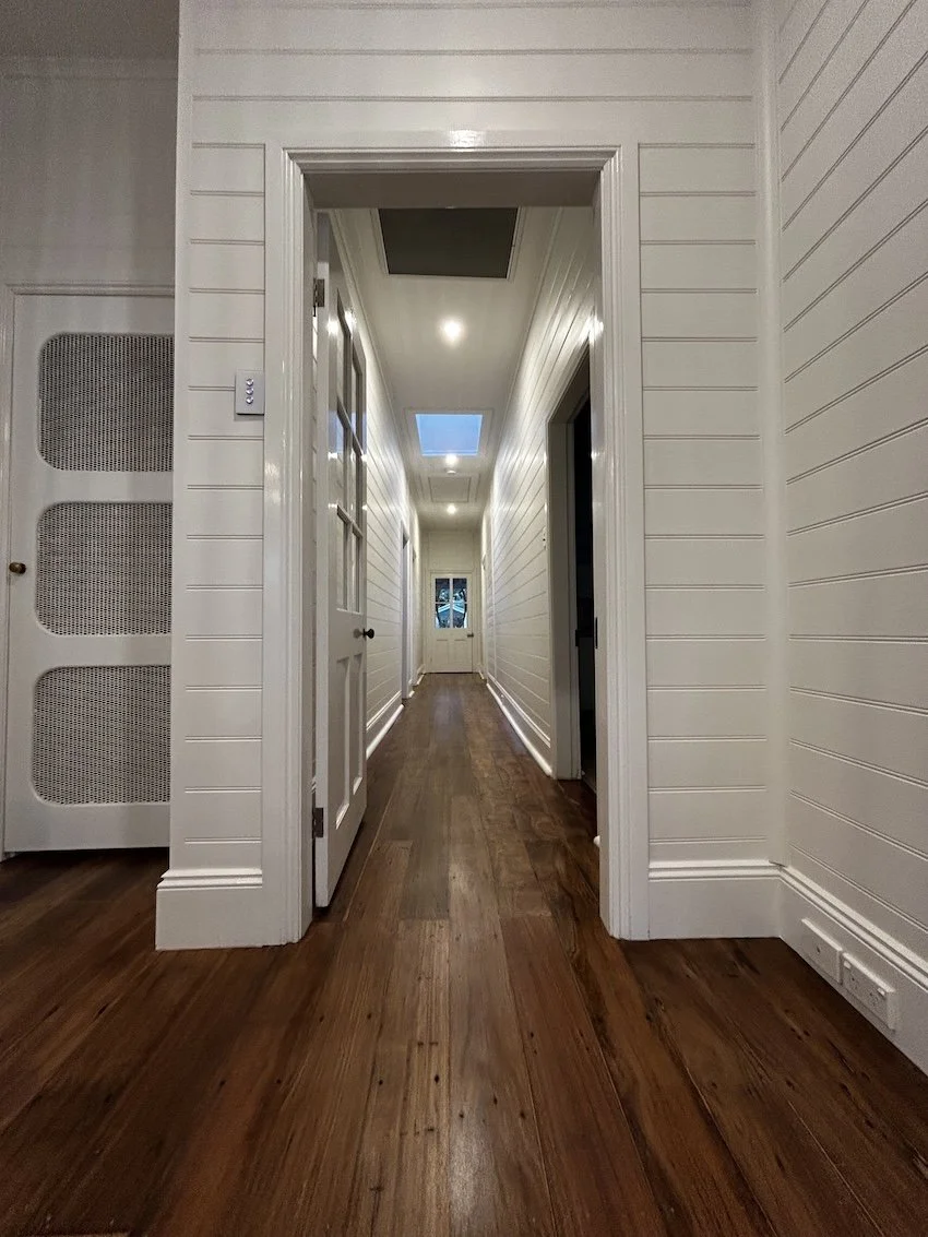 Sanded and polished timber hallway floor, floor restoration Vincentia NSW