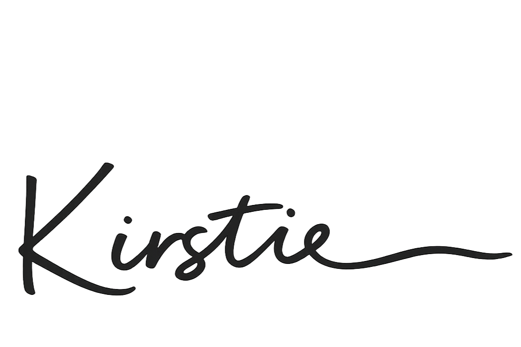 The image features the name 'Kirstie' written in a sleek, black, cursive font on a transparent background.