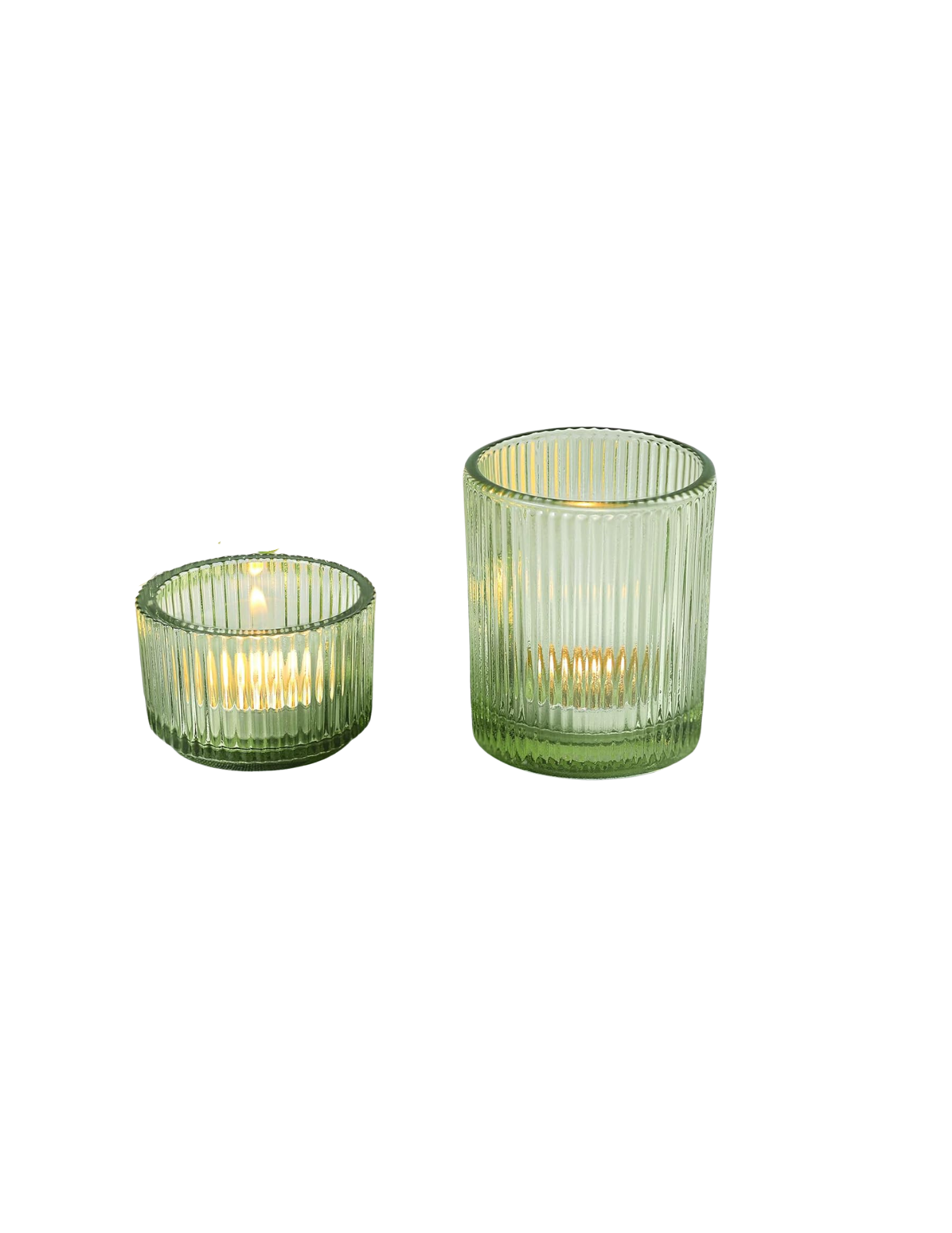 Ribbed Green Votive Candle Holder 2 sizes Qt. 60 total $5 per group of 6 