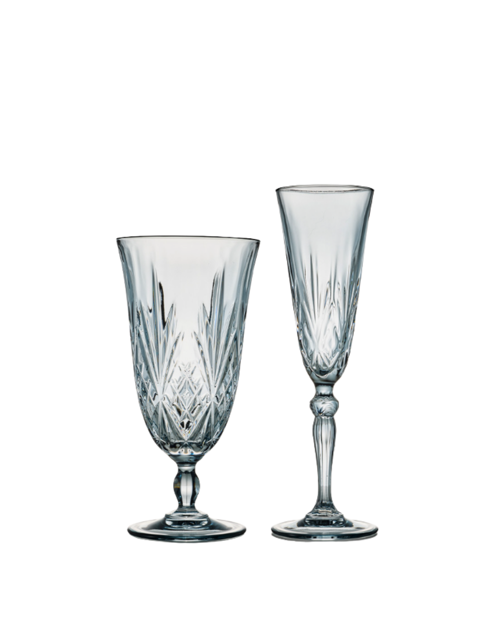 Blue Crystal Glassware Collection                                $1.25 per piece 