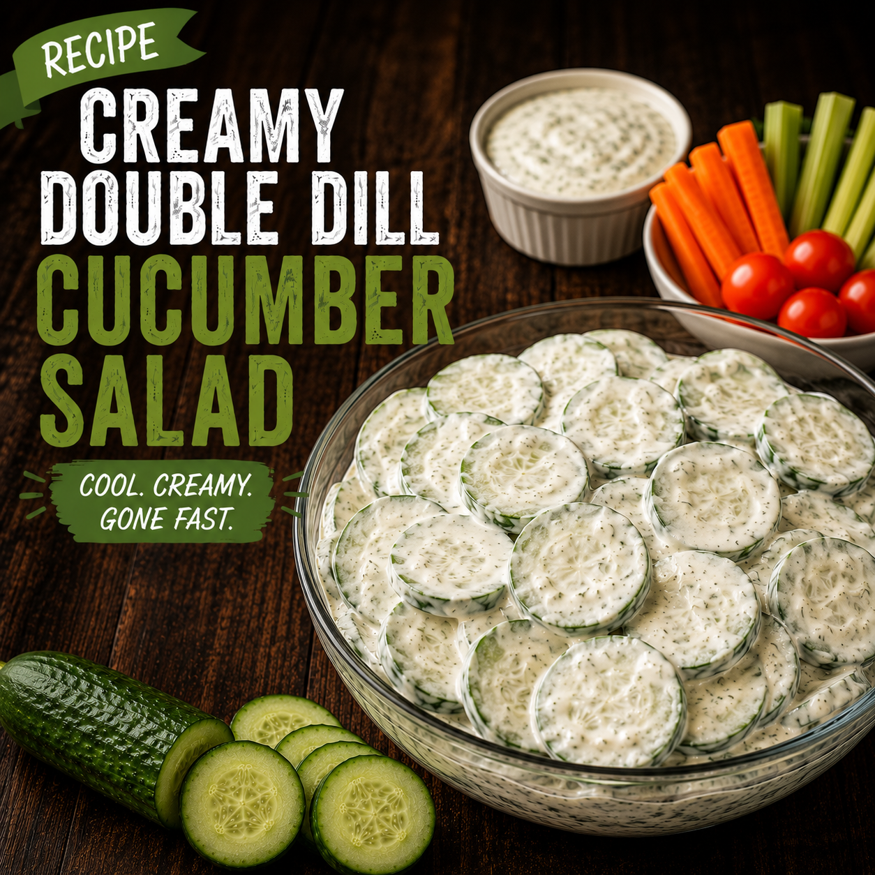🥒 Creamy Double Dill Cucumber Salad and Ranch Vegetable Dip