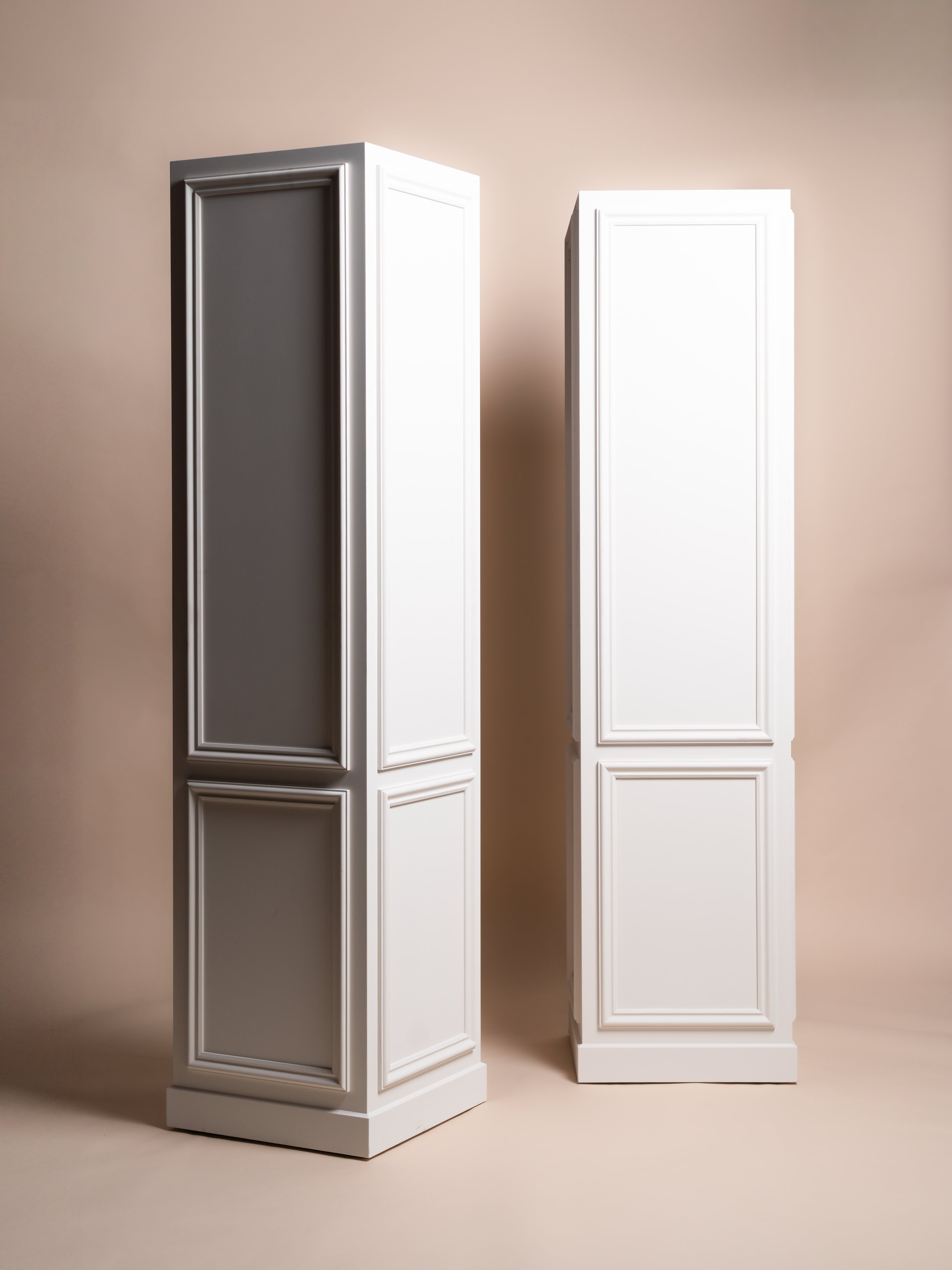 Two large Classic Collection signage plinths — wedding signage hire Taranaki