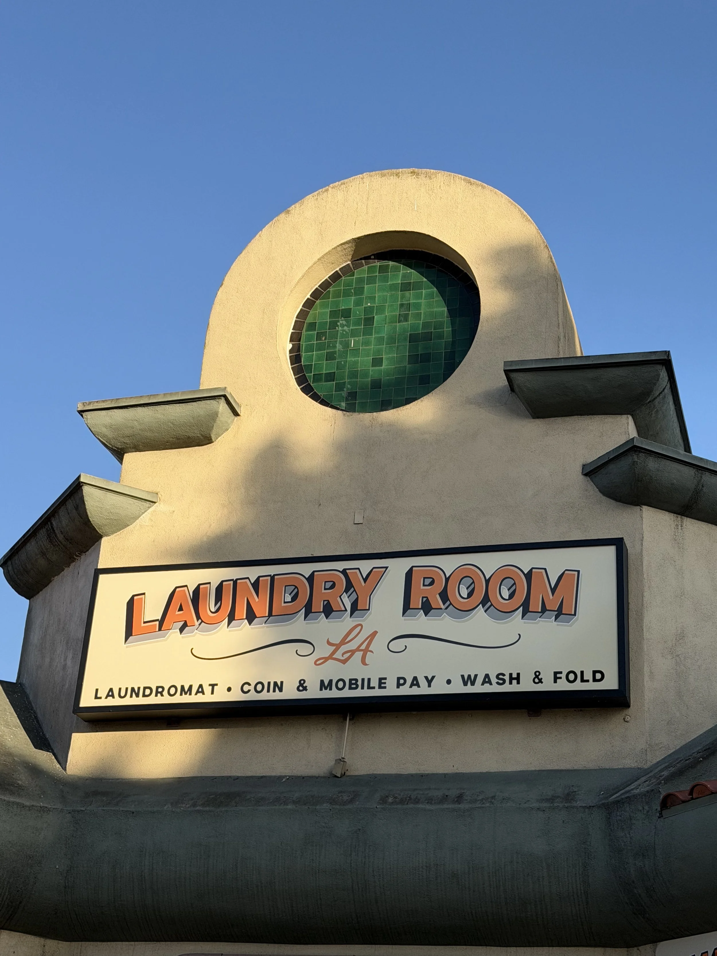Laundry Room LA sign on the building at 820 N Western Ave in East Hollywood