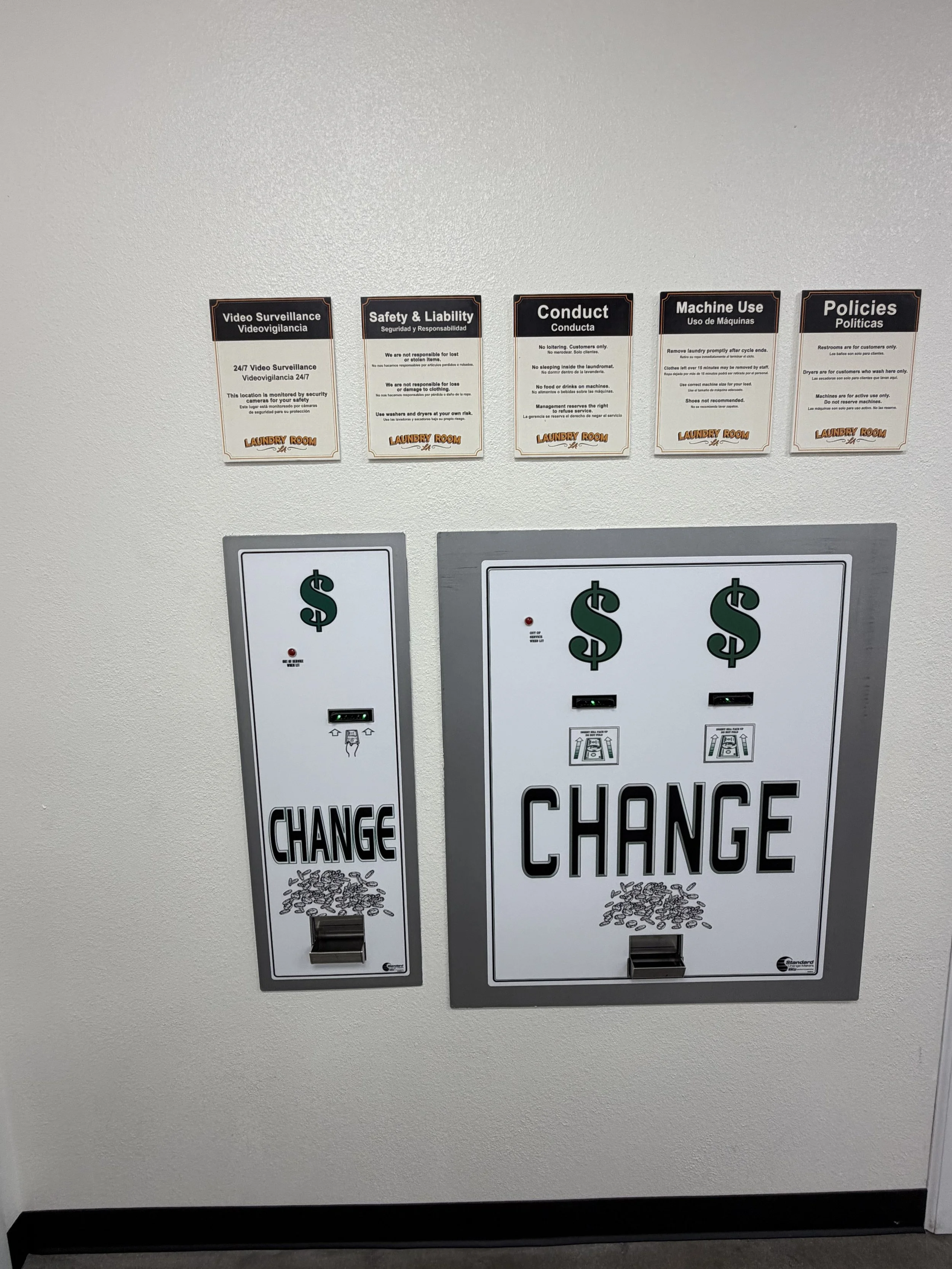 Change machine and butcher-block folding counters at Laundry Room LA