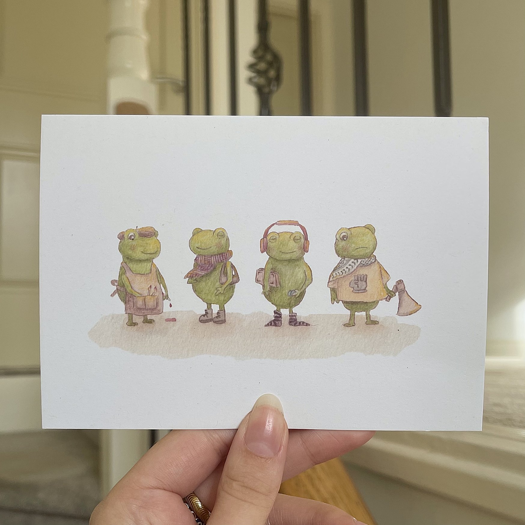 Personality Frogs Postcard