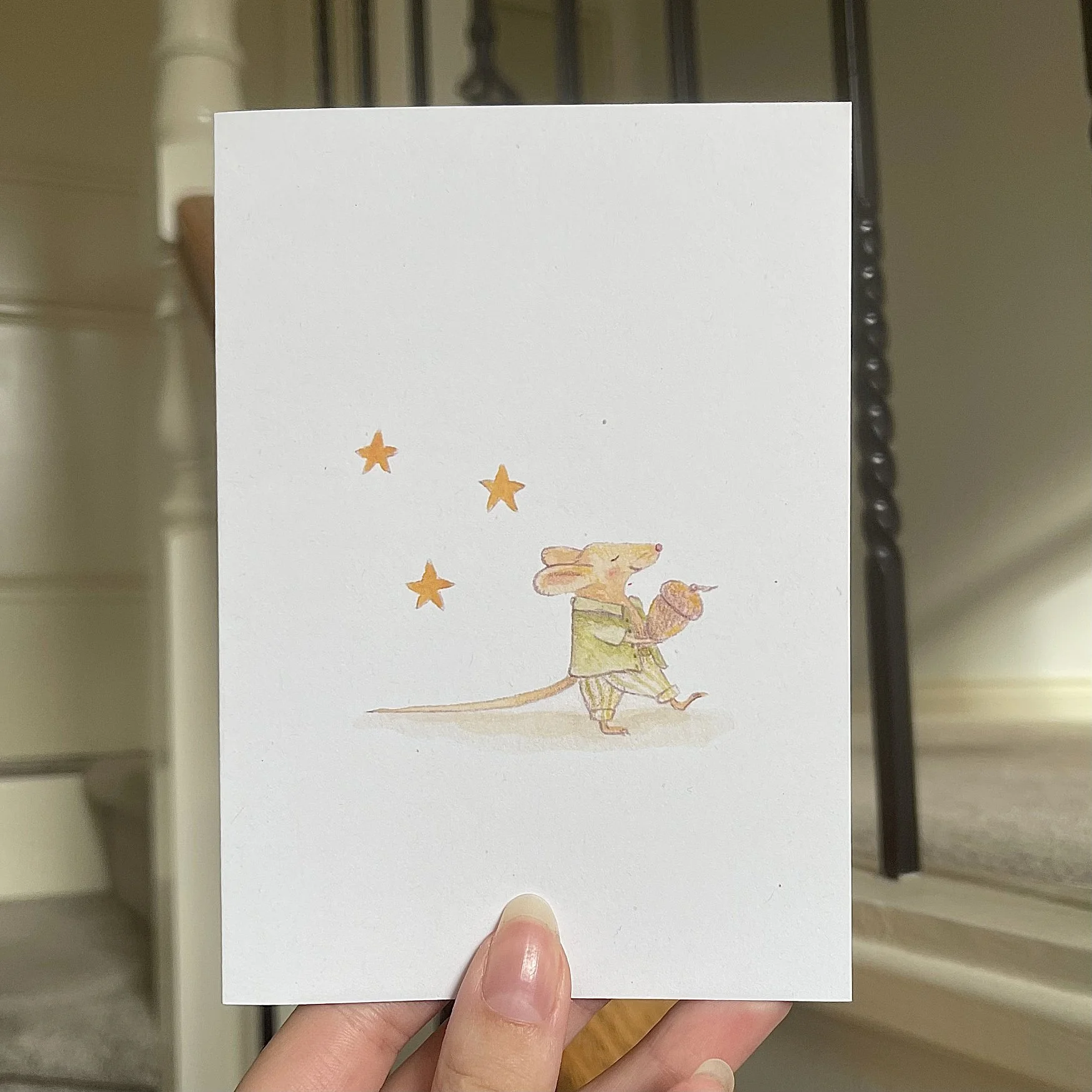 Mouse with Acorn Greeting Card