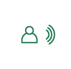 Icon of a smartphone with a person on the screen and sound waves indicating audio or voice communication